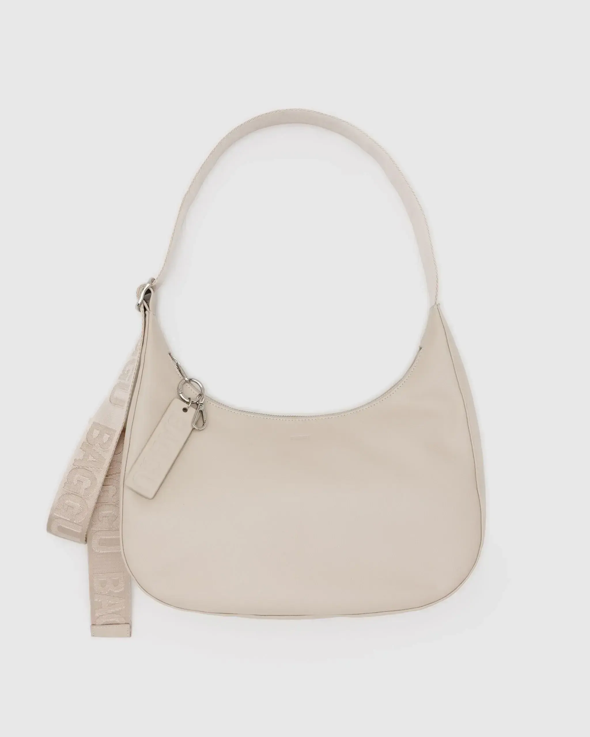 Medium Recycled Leather Crescent Bag Stone