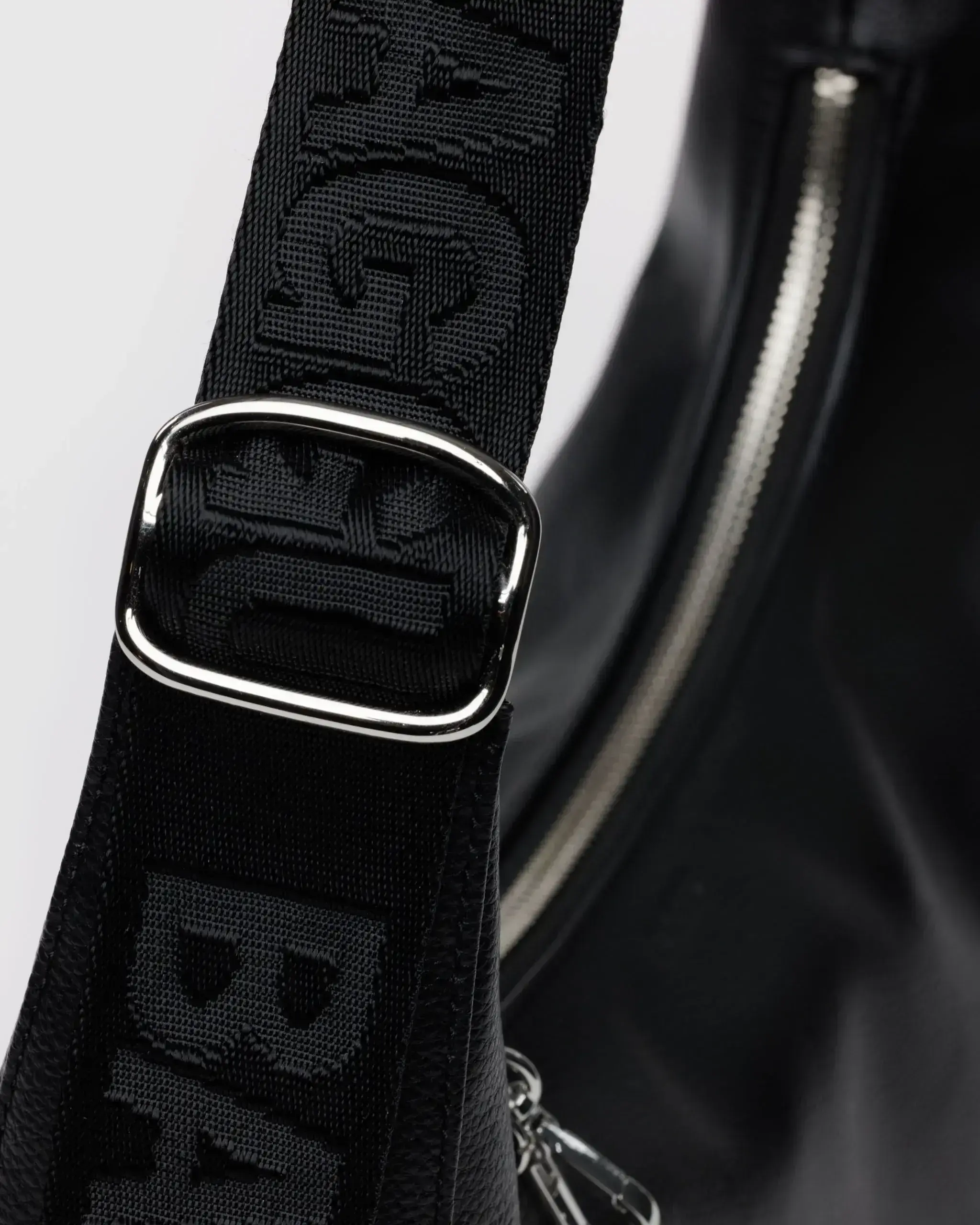 Medium Recycled Leather Crescent Bag Black - Image 5