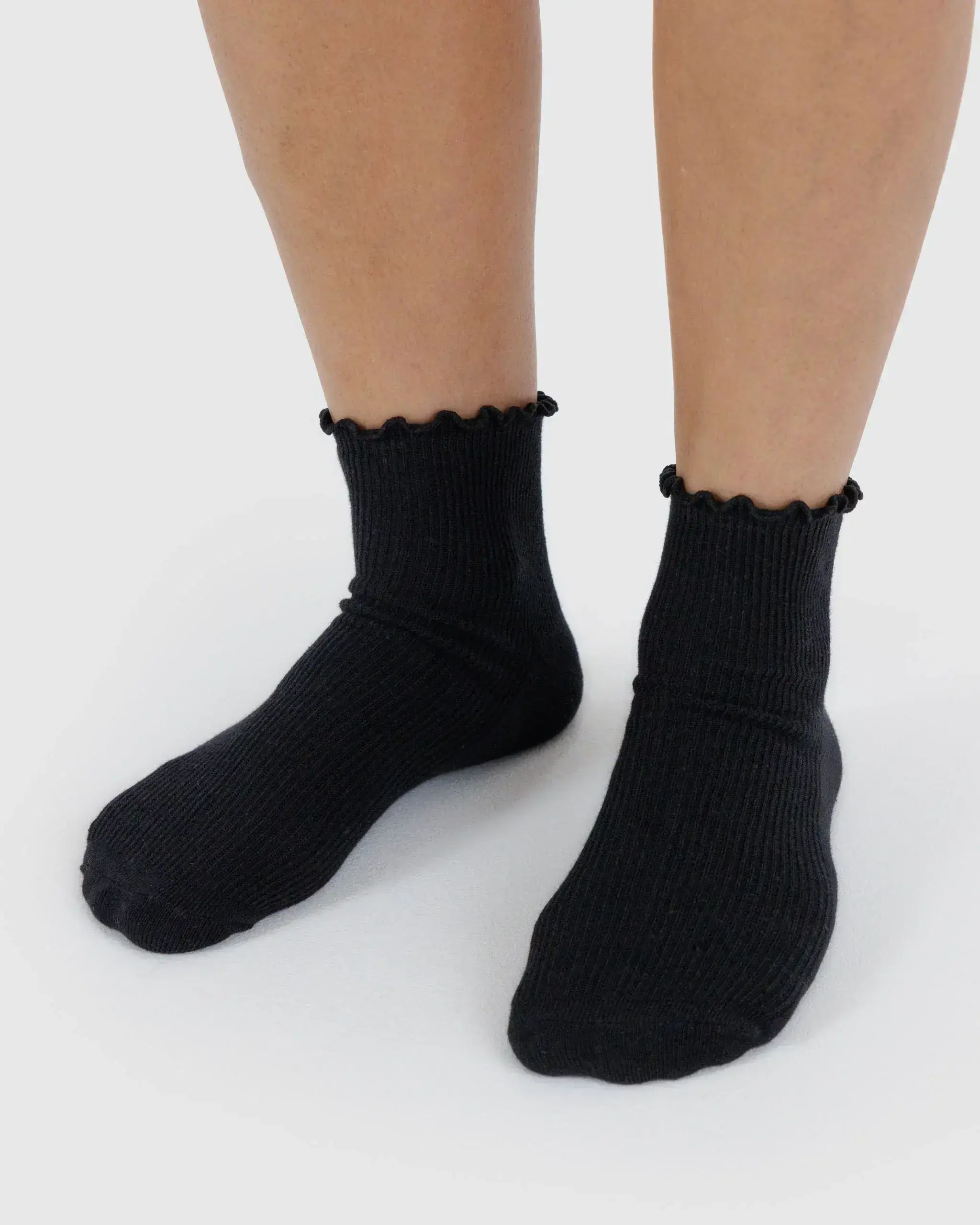 Lettuce Edge Sock Set of 2 Heather Grey & Black - Image 3
