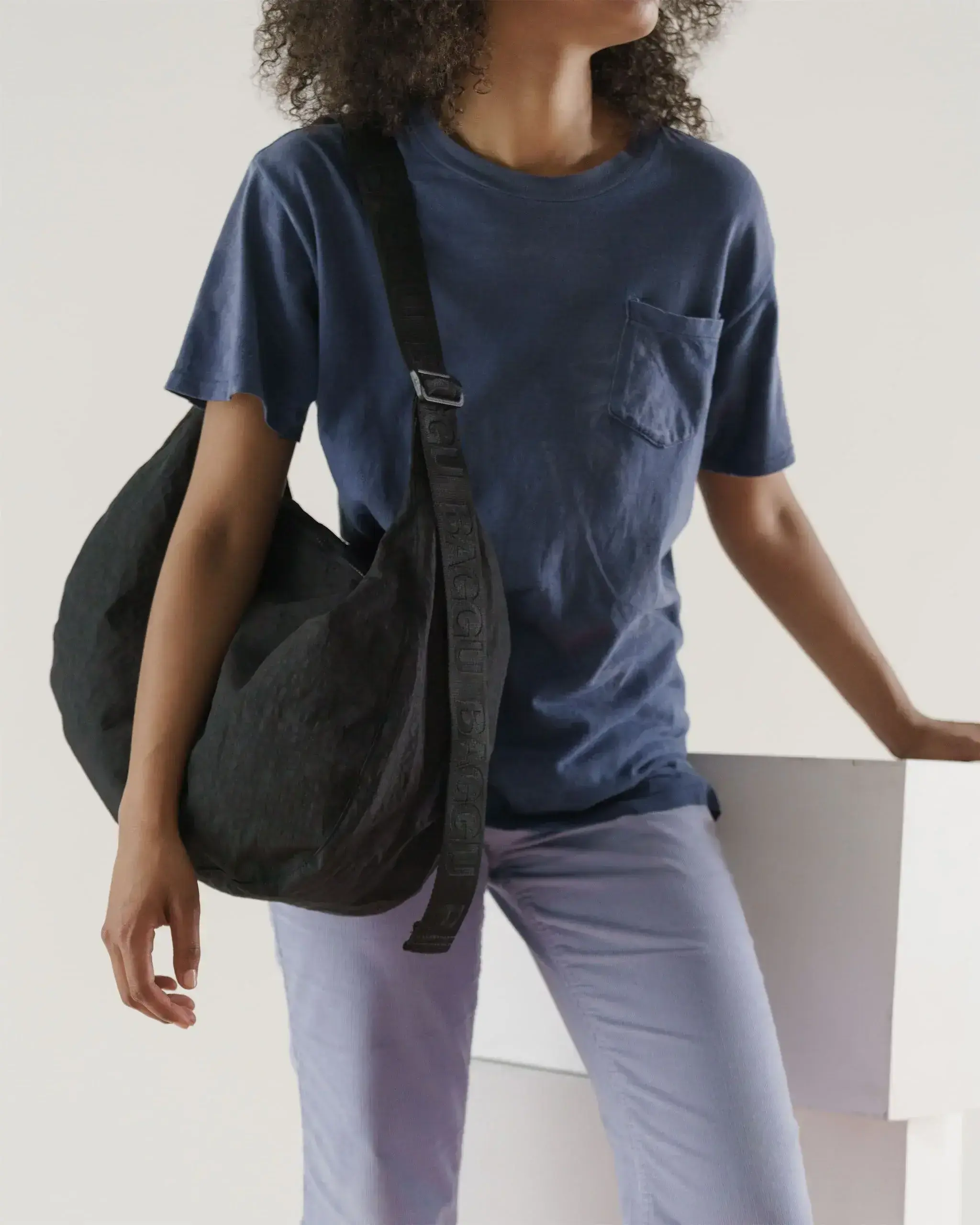 Large Nylon Crescent Bag Black 37.5" - Image 3