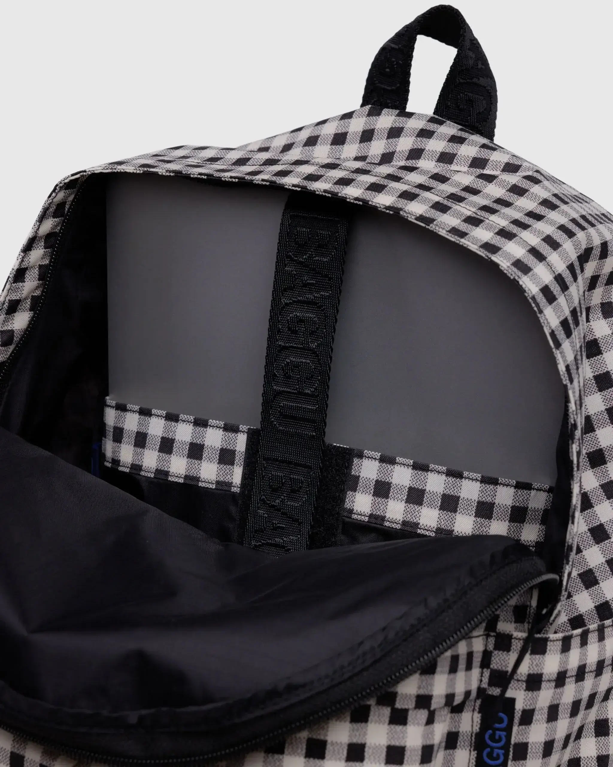 Medium Nylon Backpack Black & White Gingham - Image 4