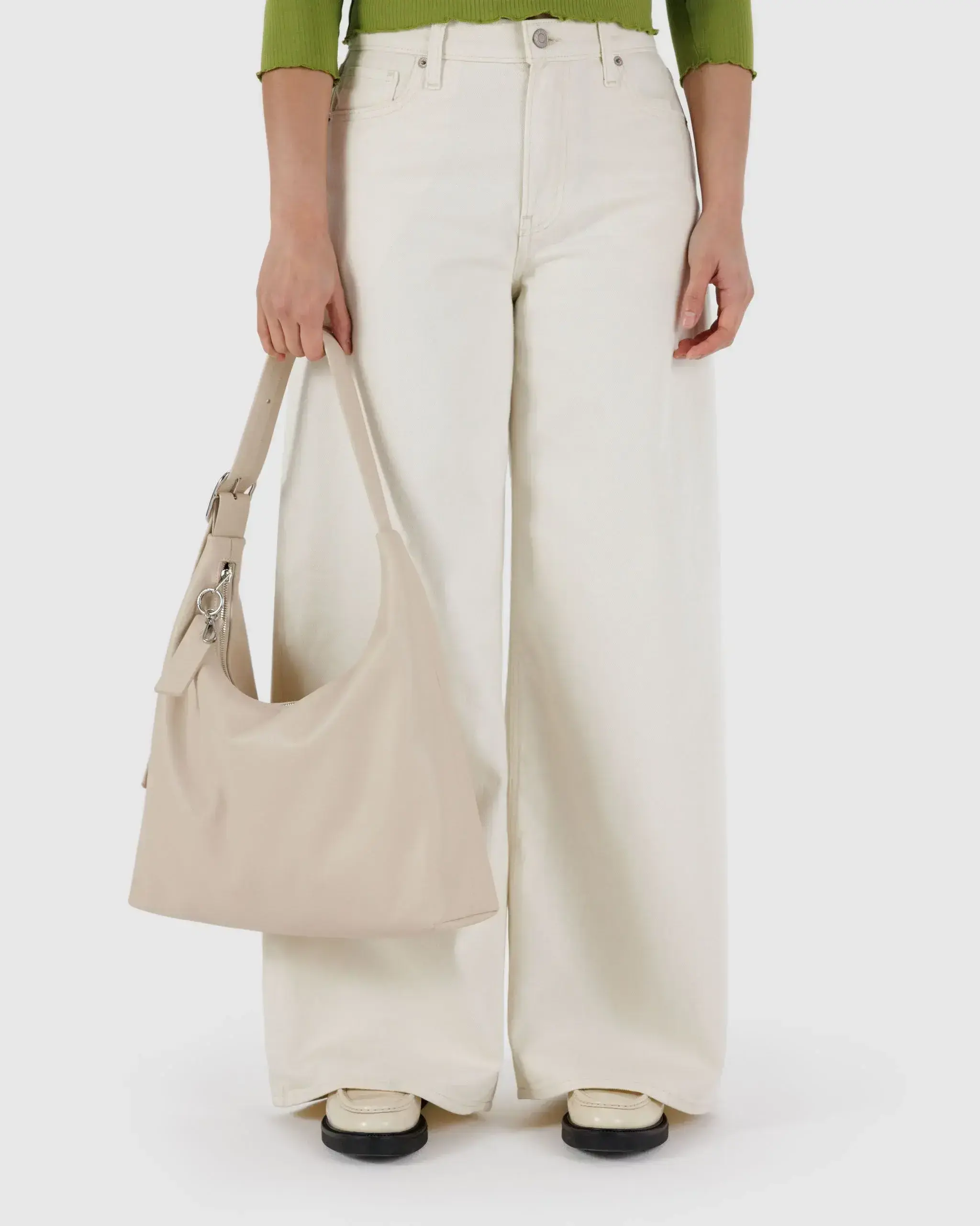 Recycled Leather Shoulder Bag Stone - Image 3
