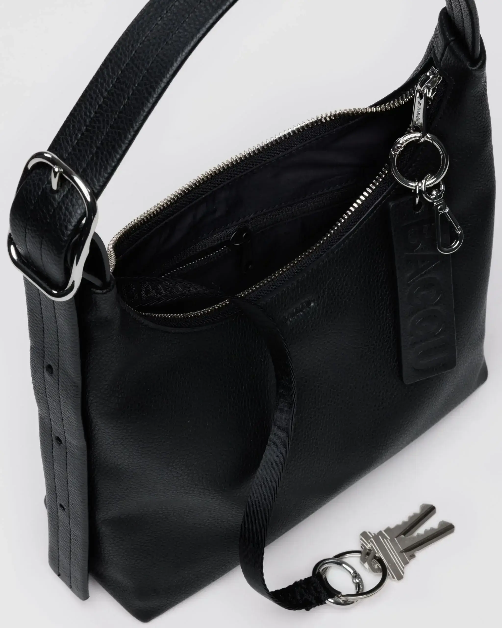 Mini Recycled Leather Shoulder Bag Black - Image 4