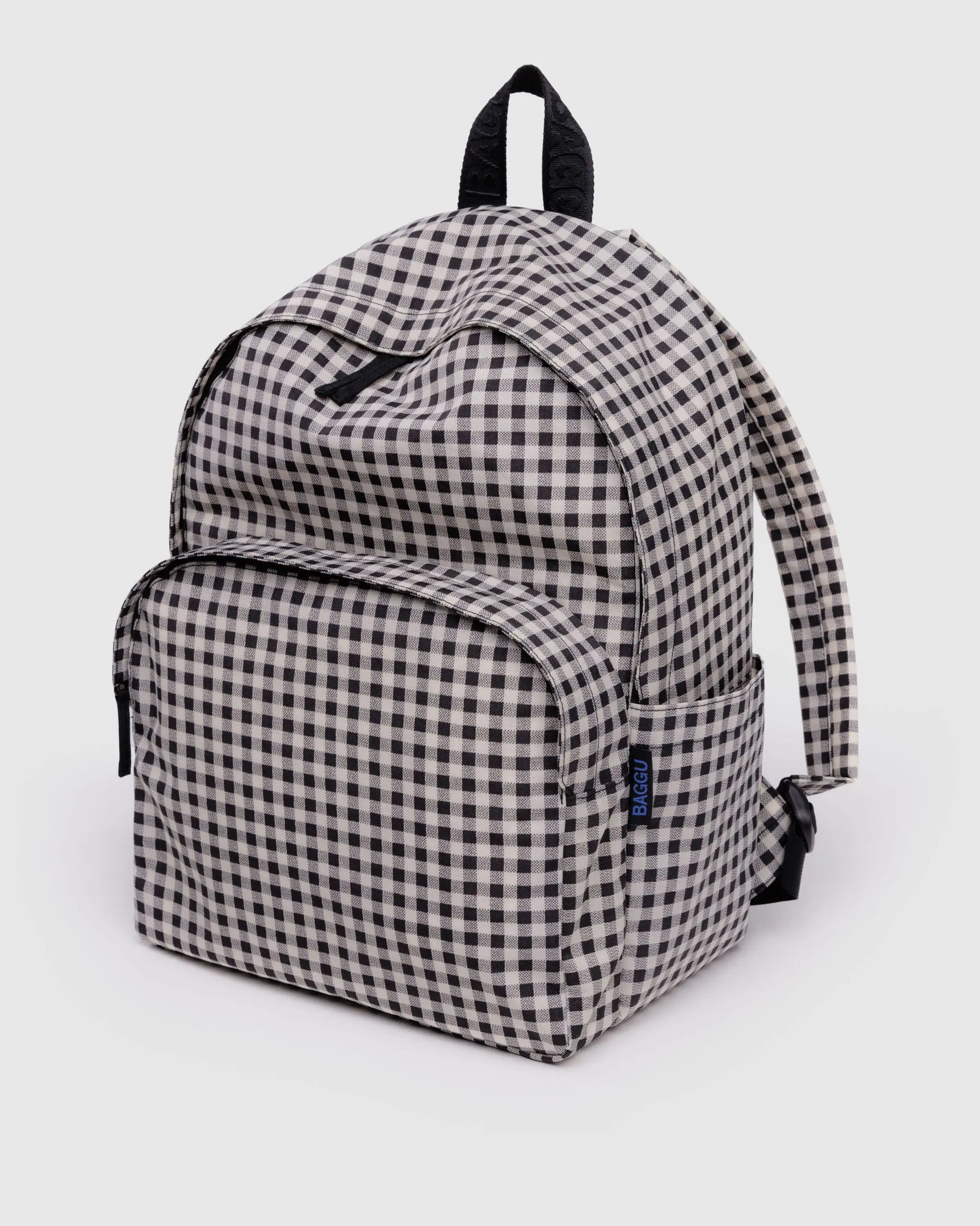 Large Nylon Backpack Black & White Gingham