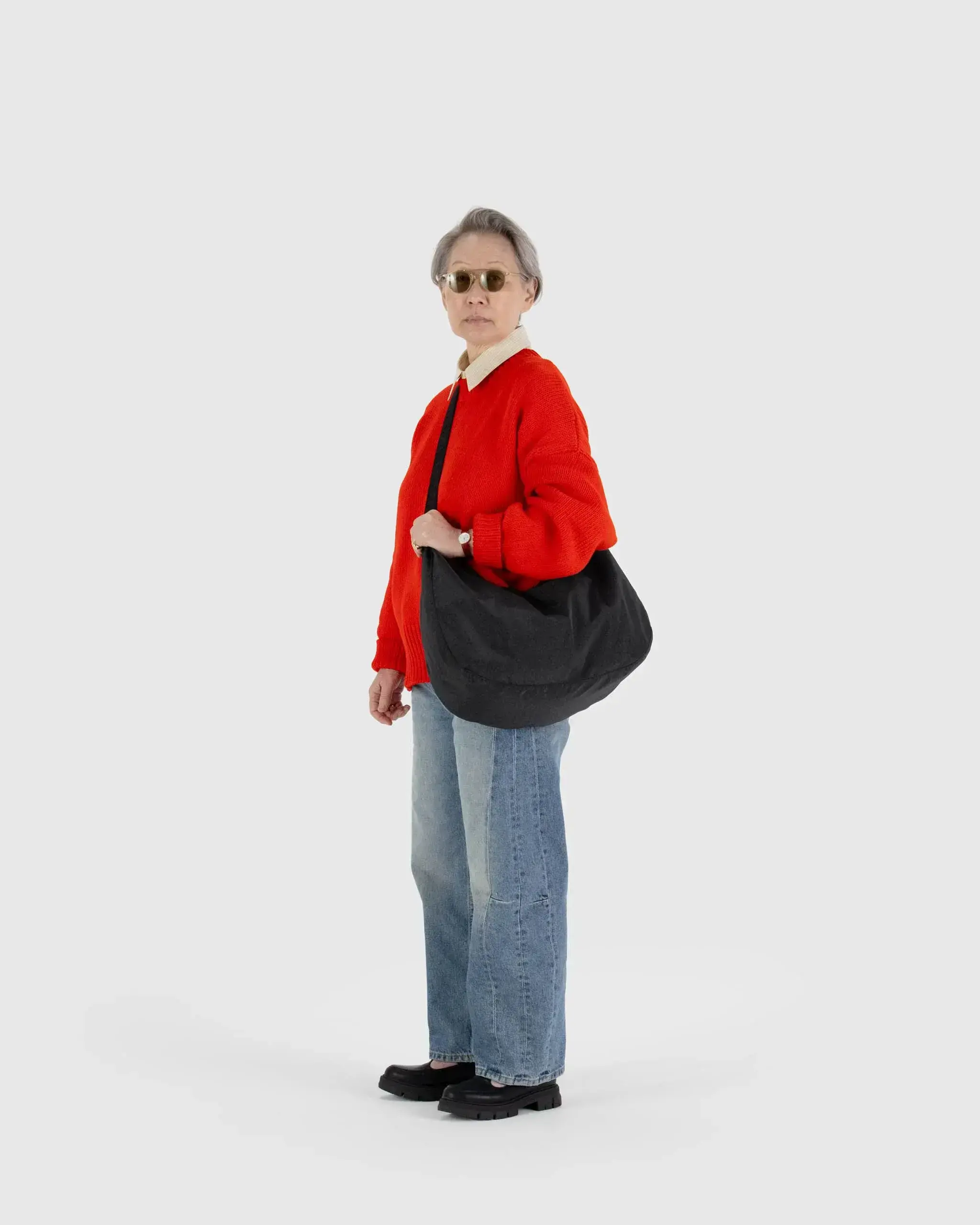 Large Nylon Crescent Bag Black - Image 2