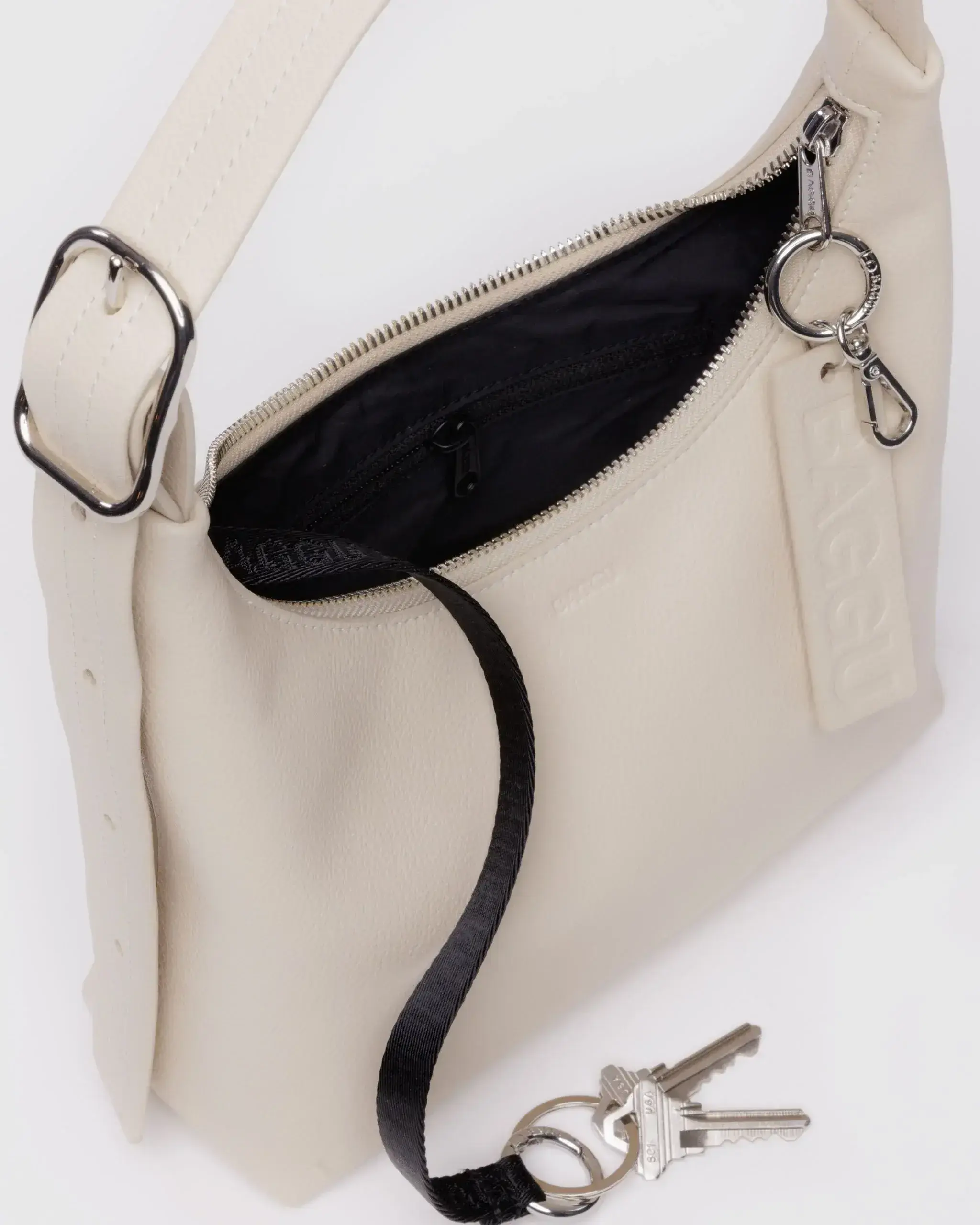 Mini Recycled Leather Shoulder Bag Stone - Image 4