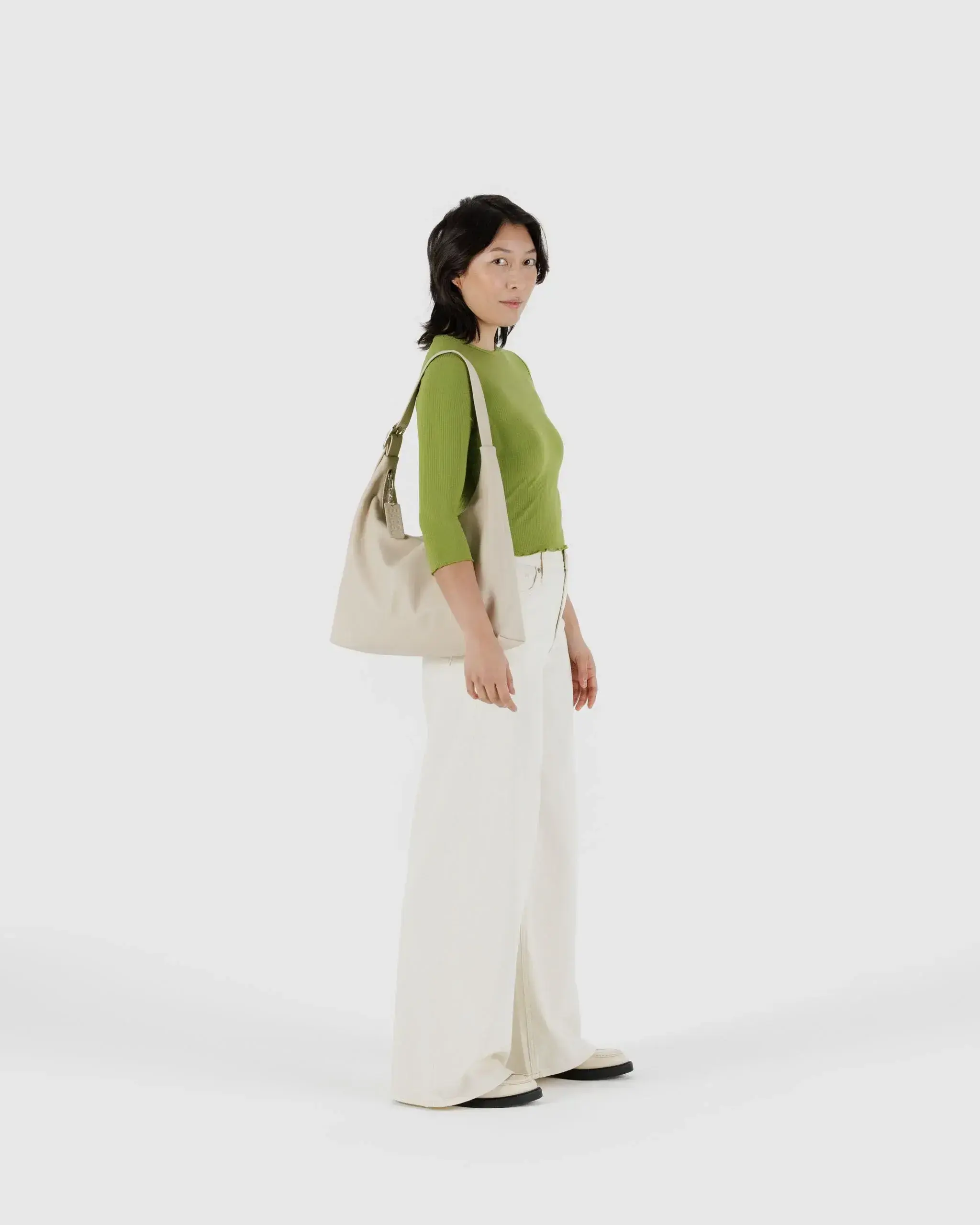 Recycled Leather Shoulder Bag Stone - Image 2