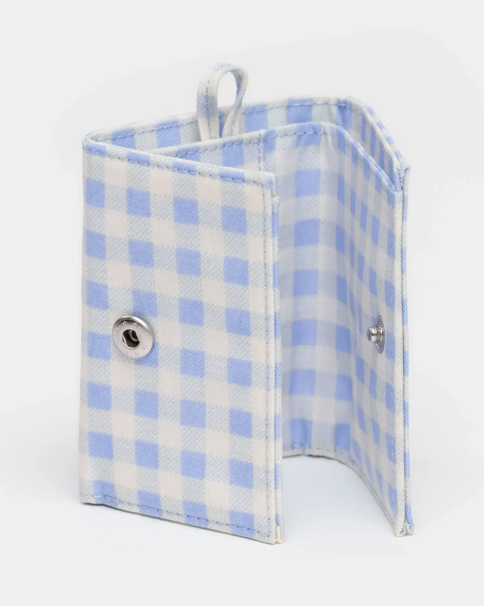 Snap Wallet Light Blue Gingham