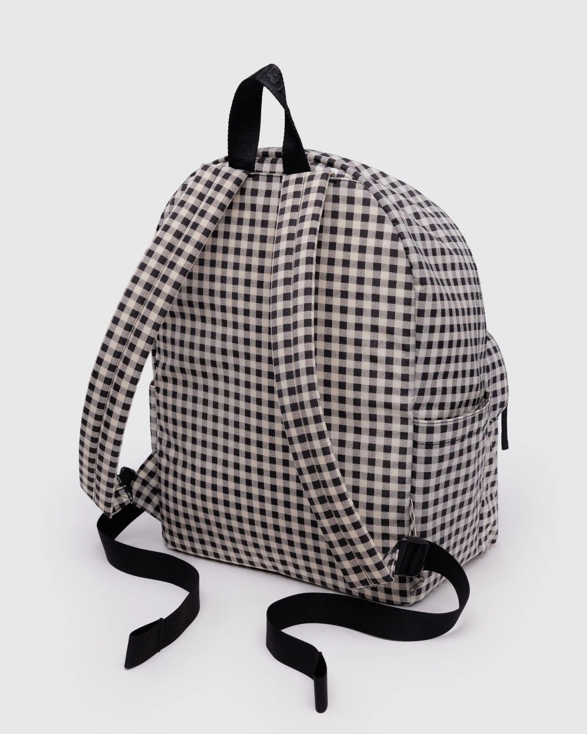 Large Nylon Backpack Black & White Gingham - Image 5