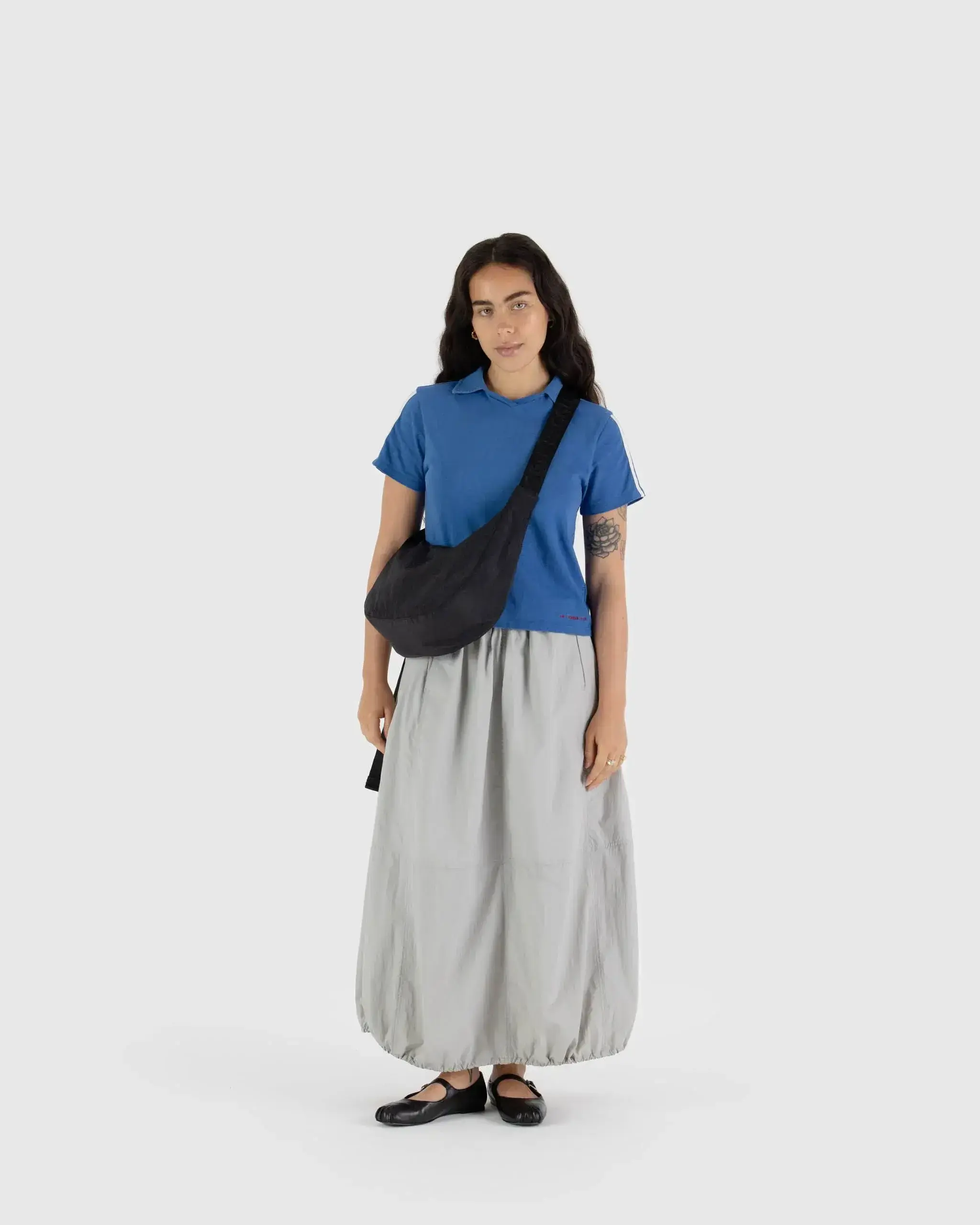 Medium Nylon Crescent Bag Black - Image 2