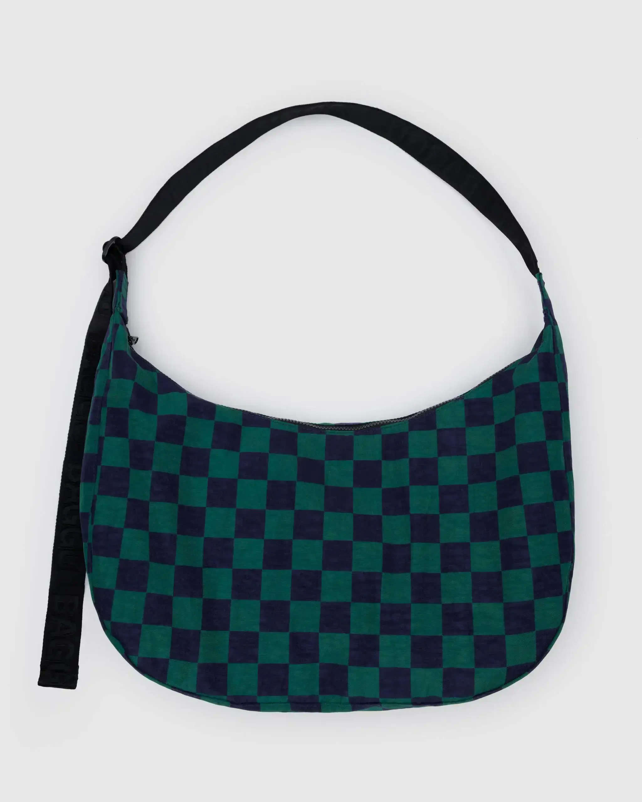 Large Nylon Crescent Bag Navy Green Check