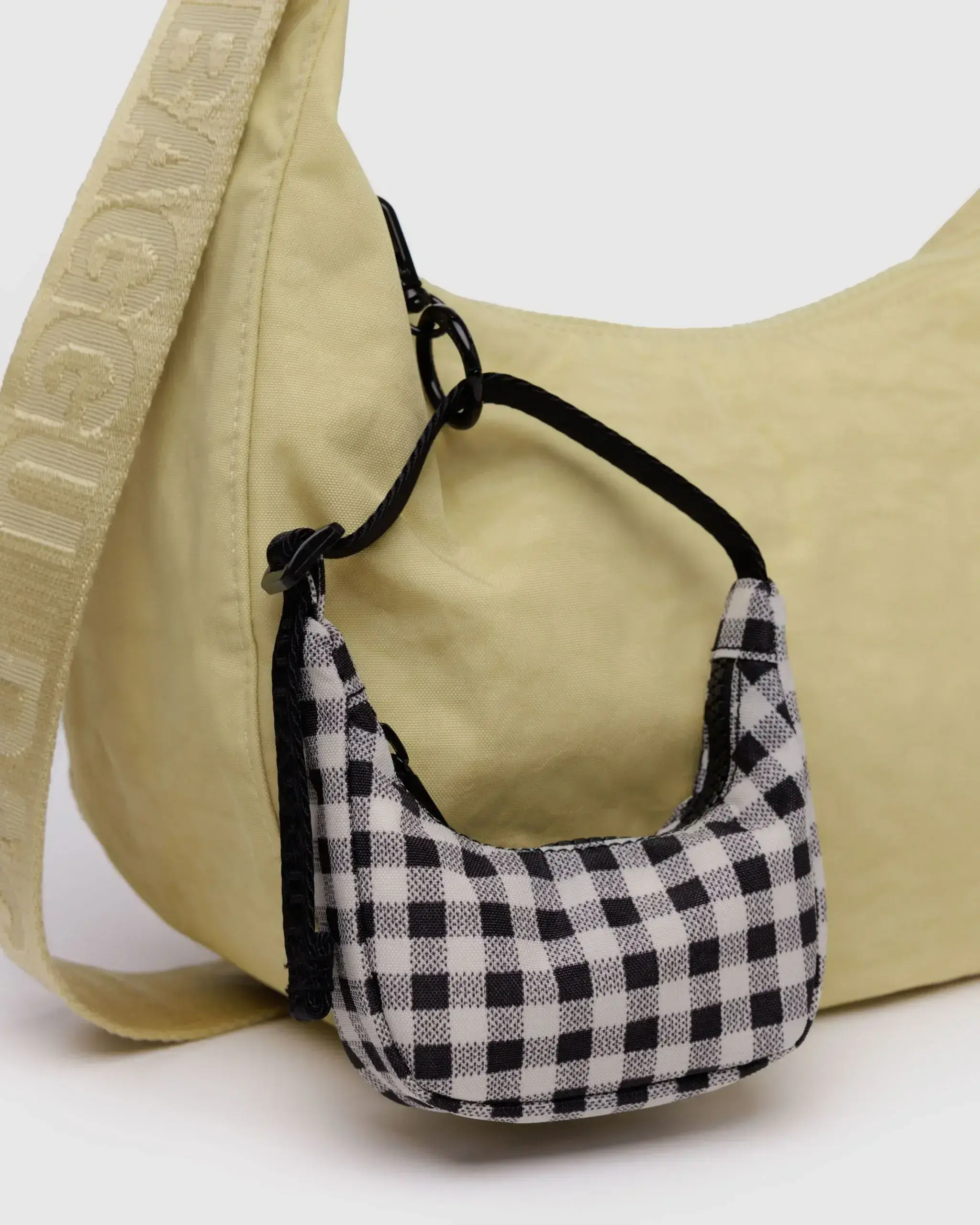 Crescent Bag Charm Black & White Gingham - Image 2