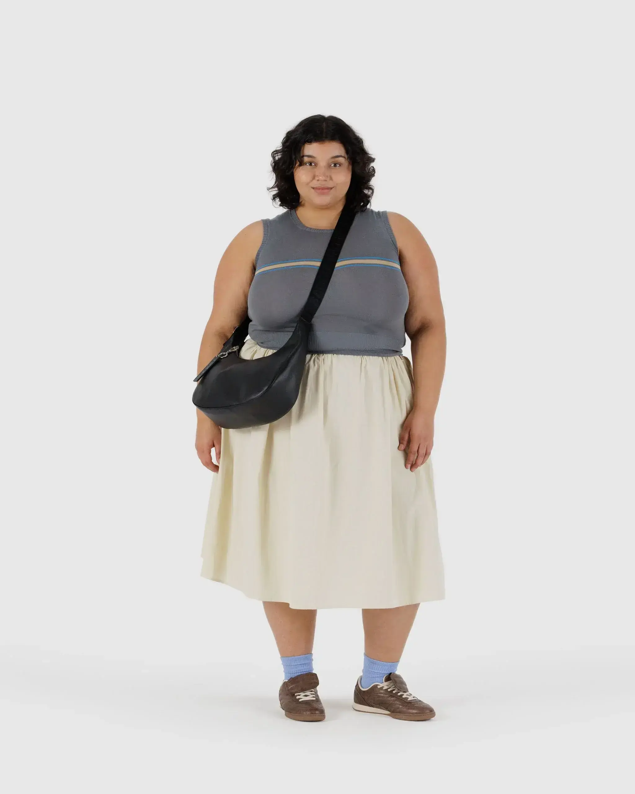 Medium Recycled Leather Crescent Bag Black - Image 2