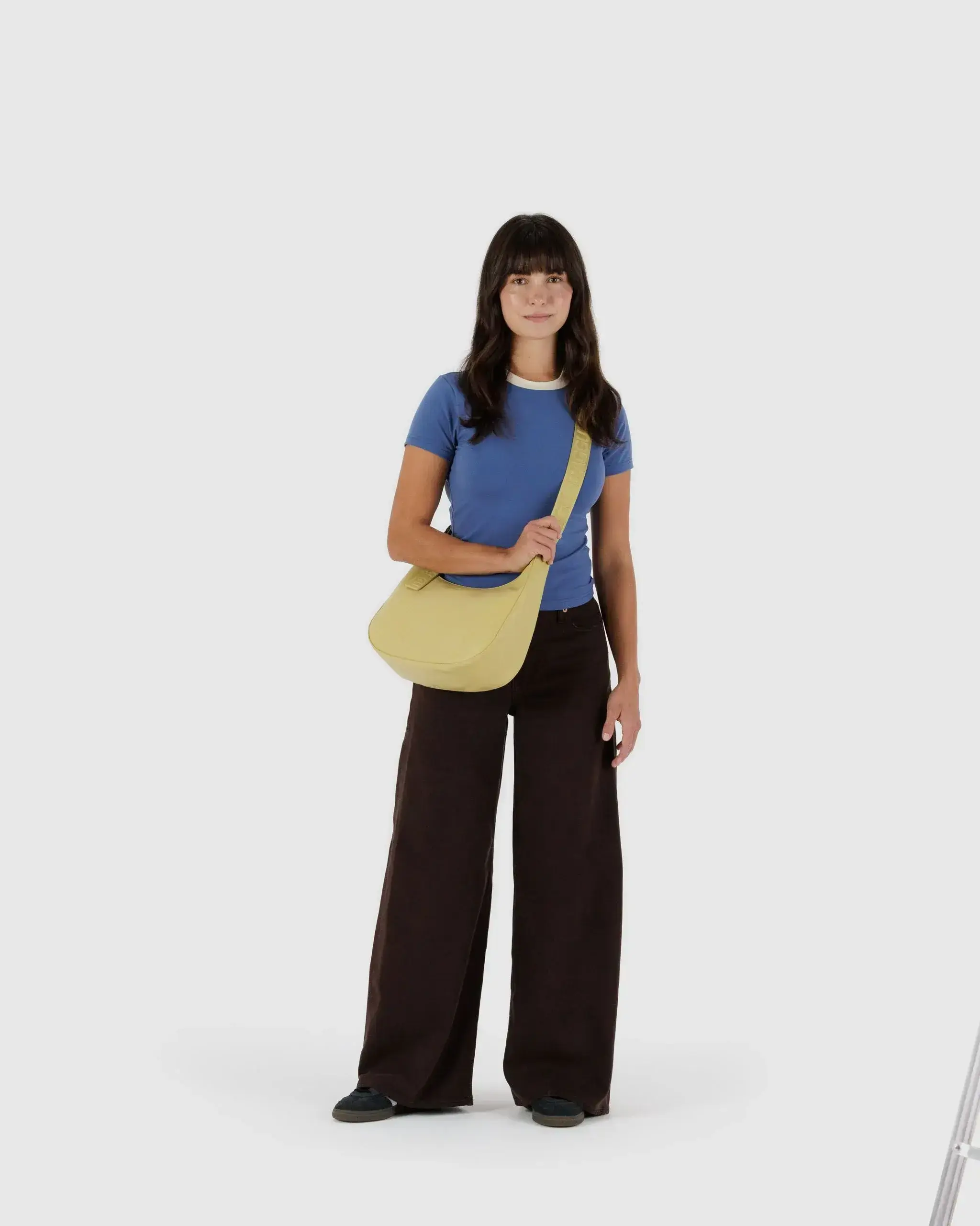 Medium Recycled Leather Crescent Bag Straw - Image 2