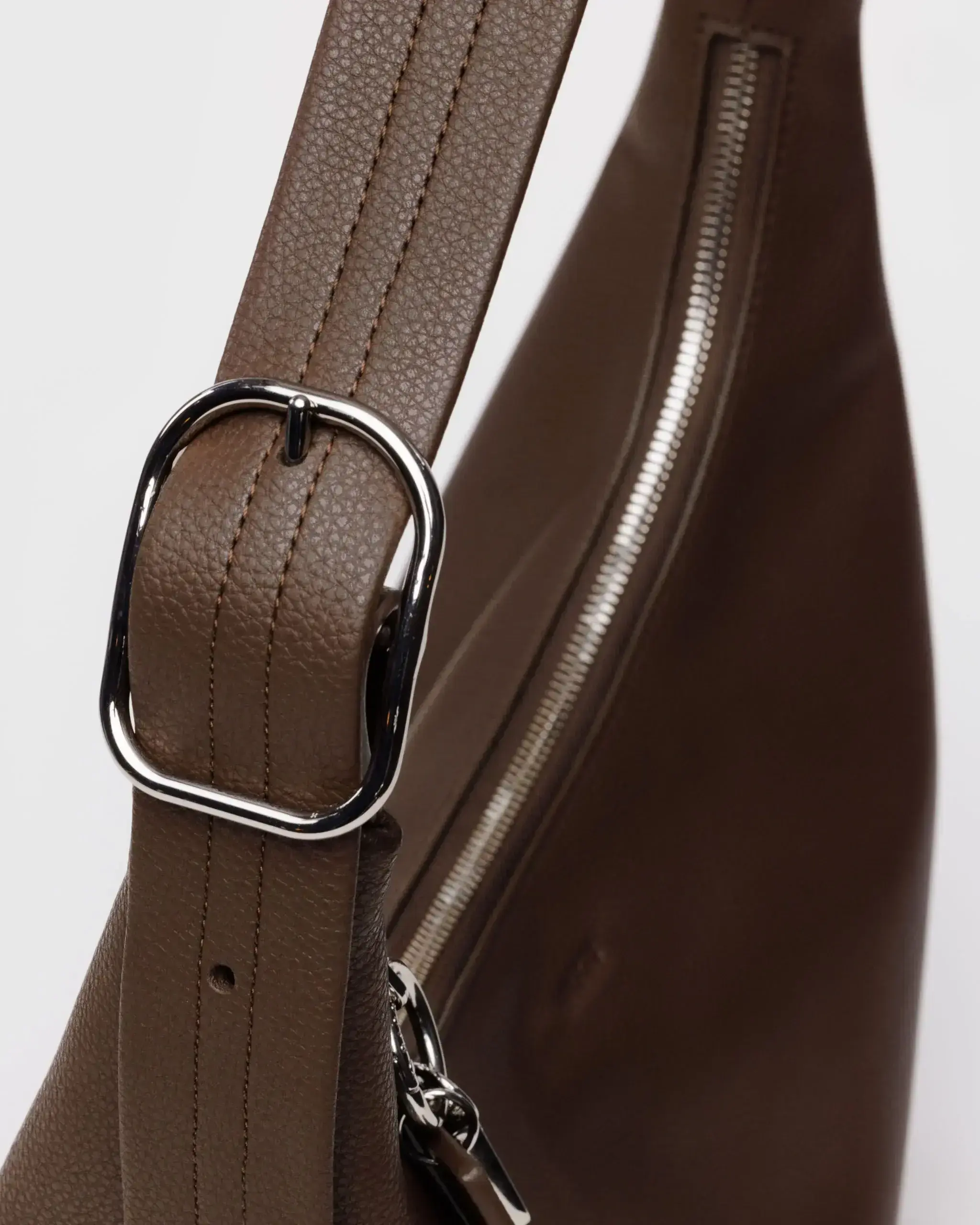 Recycled Leather Shoulder Bag Brown - Image 5