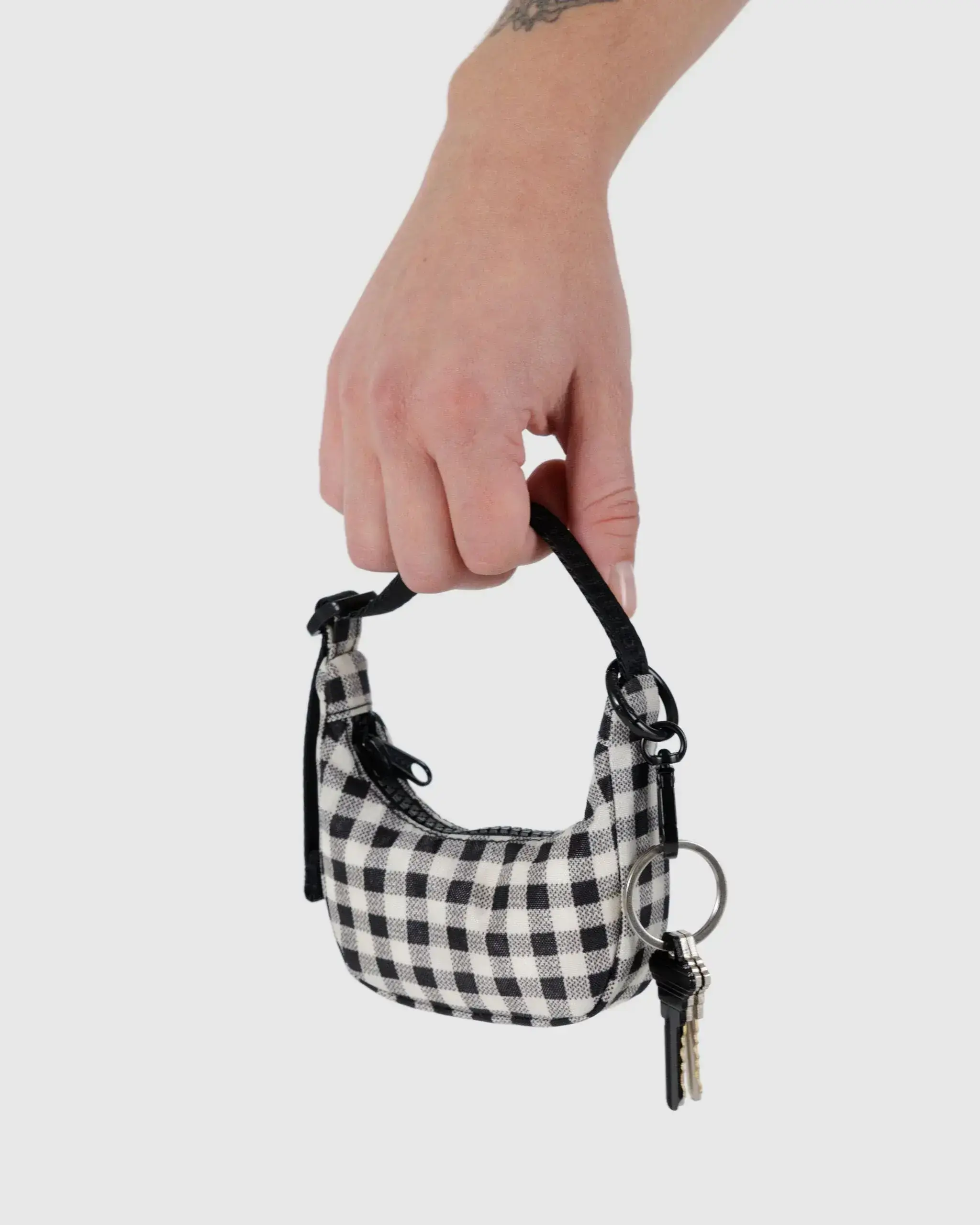 Crescent Bag Charm Black & White Gingham - Image 3