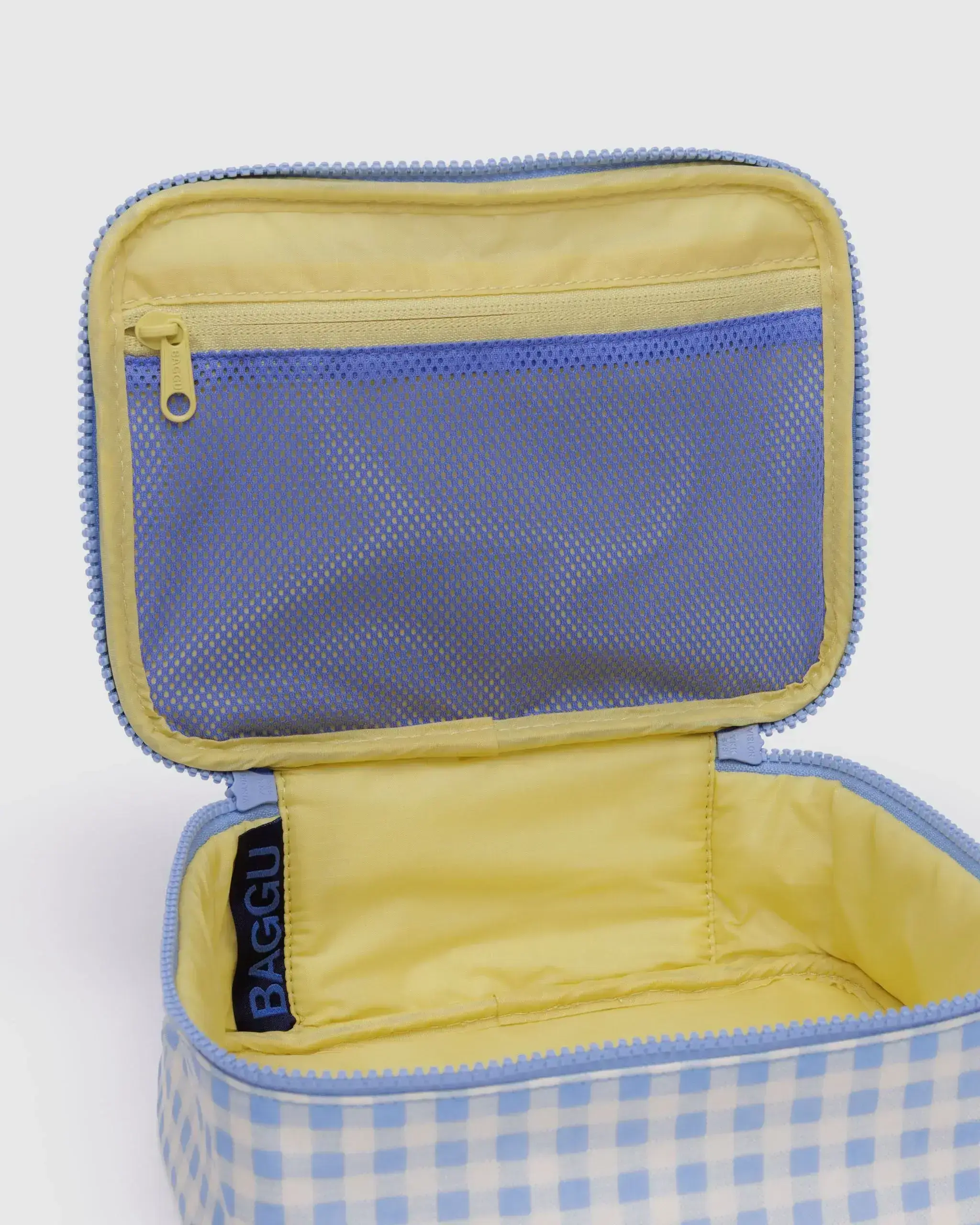 Small Cosmetic Case Light Blue Gingham - Image 3
