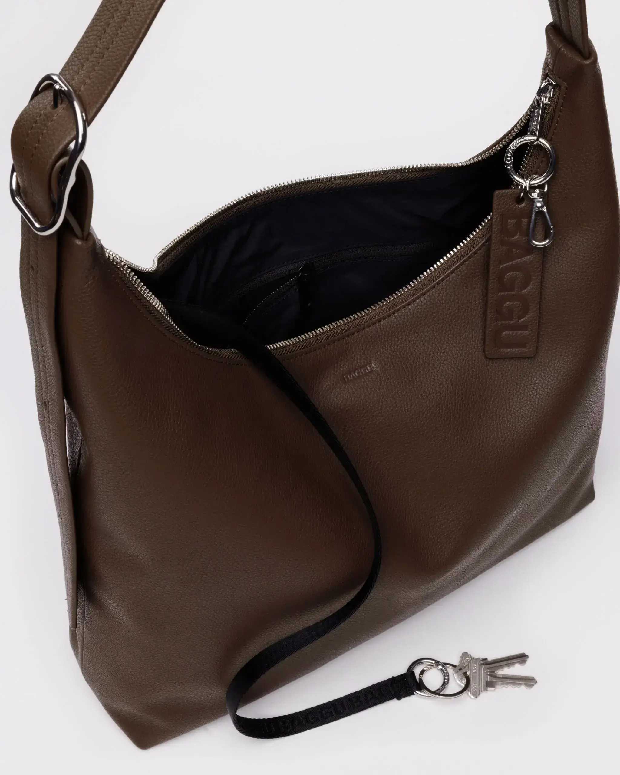 Recycled Leather Shoulder Bag Brown - Image 4