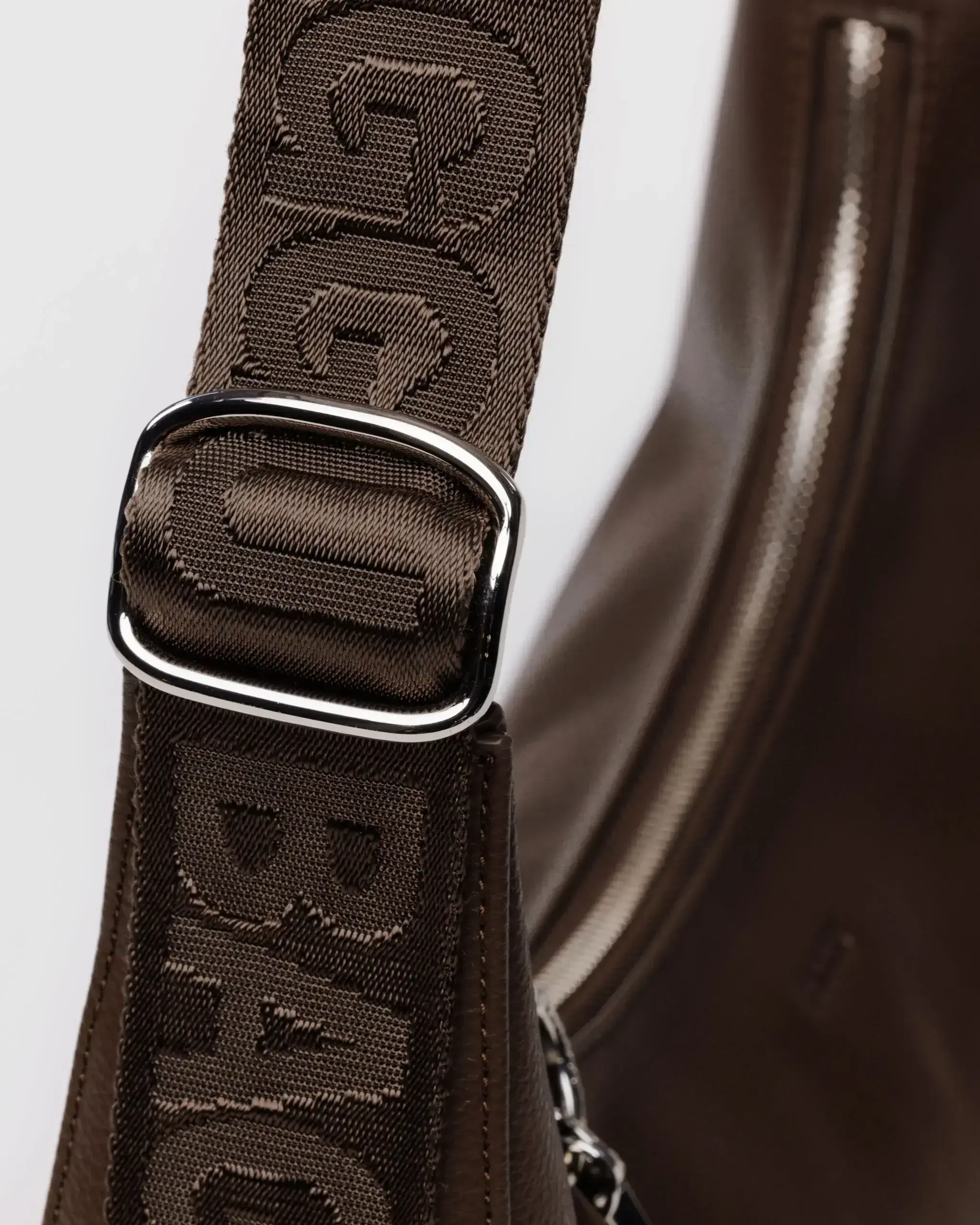 Medium Recycled Leather Crescent Bag Brown - Image 5