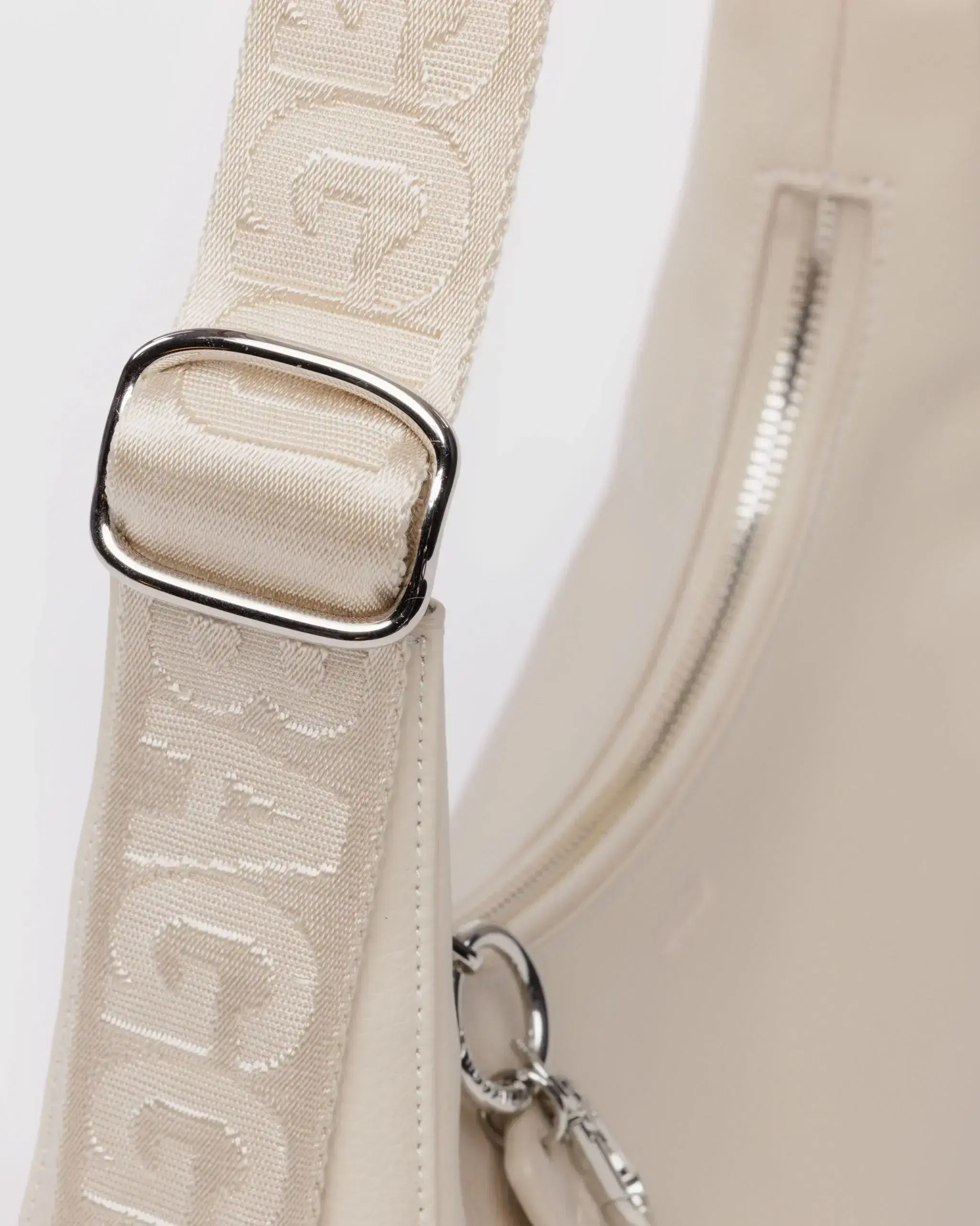 Small Recycled Leather Crescent Bag Stone - Image 5