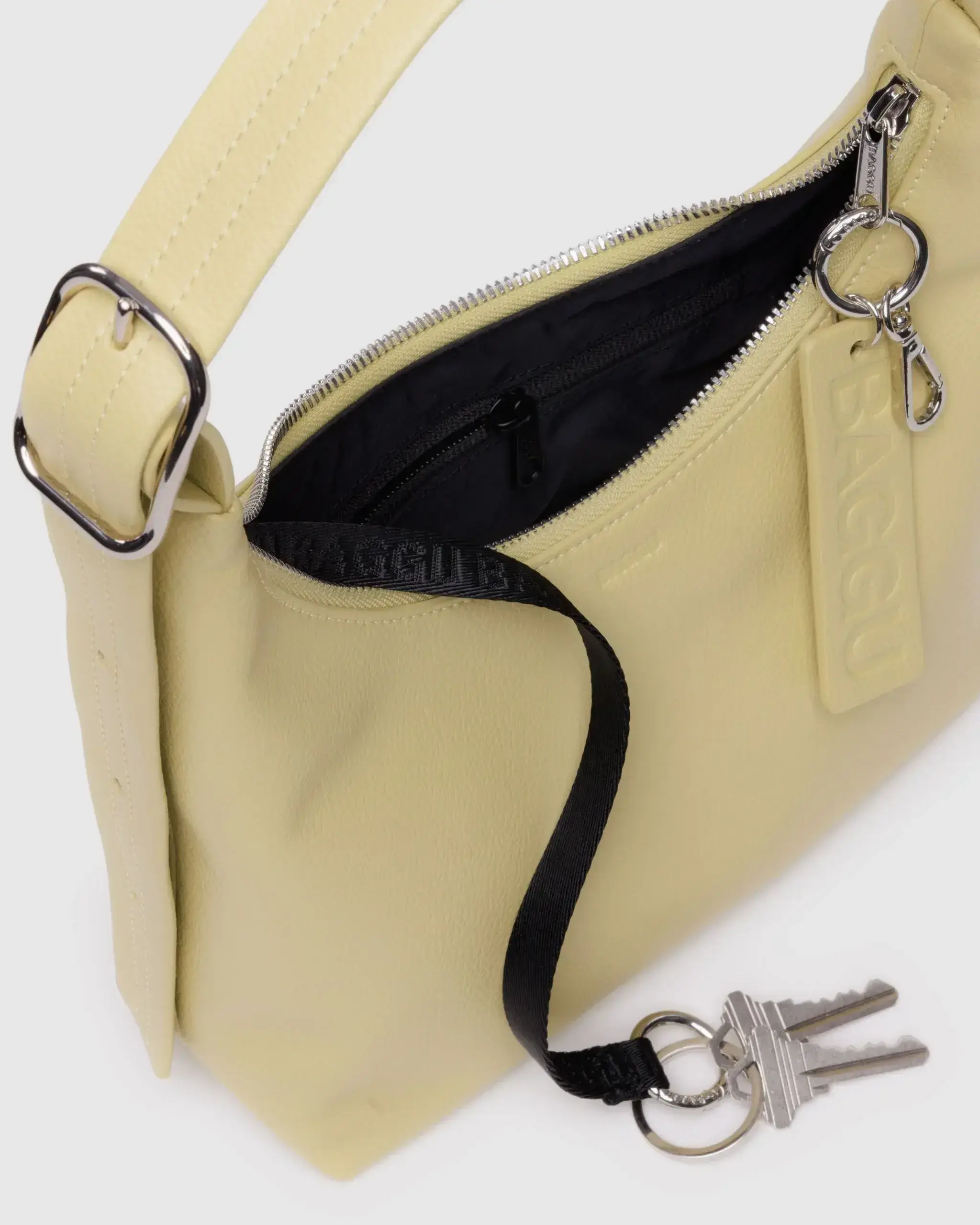 Mini Recycled Leather Shoulder Bag Straw - Image 4