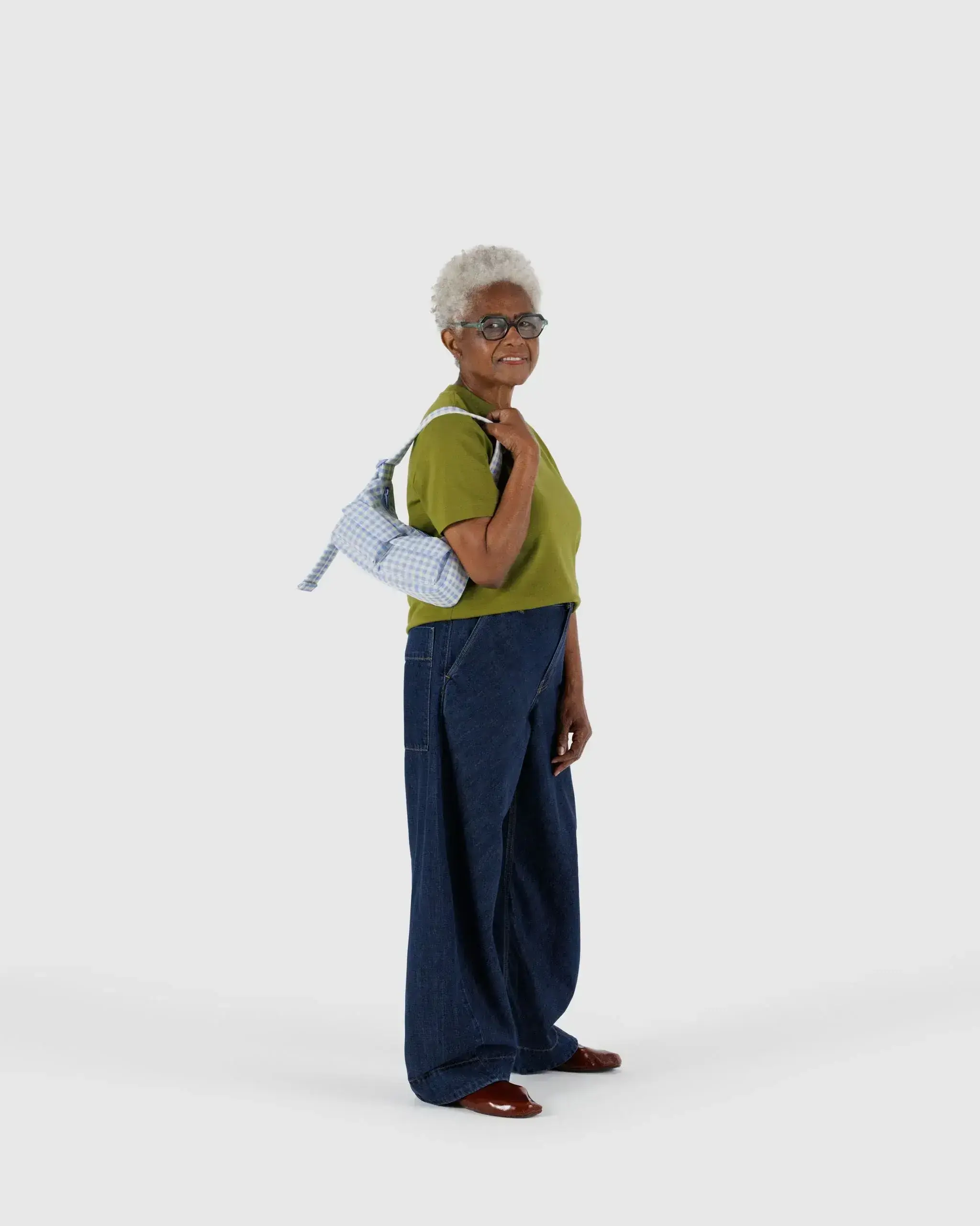 Cargo Shoulder Bag Light Blue Gingham - Image 2