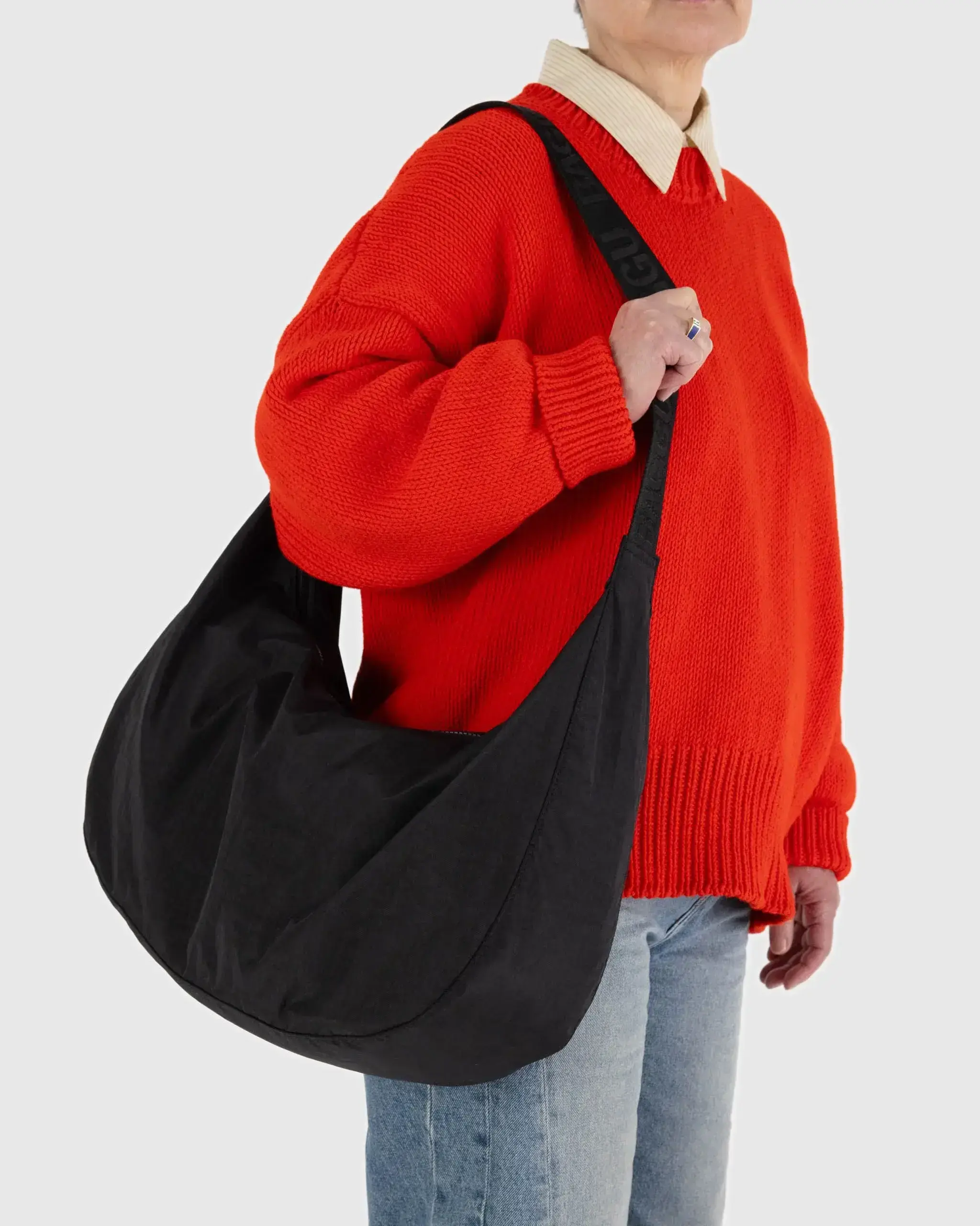 Large Nylon Crescent Bag Black 41" - Image 3