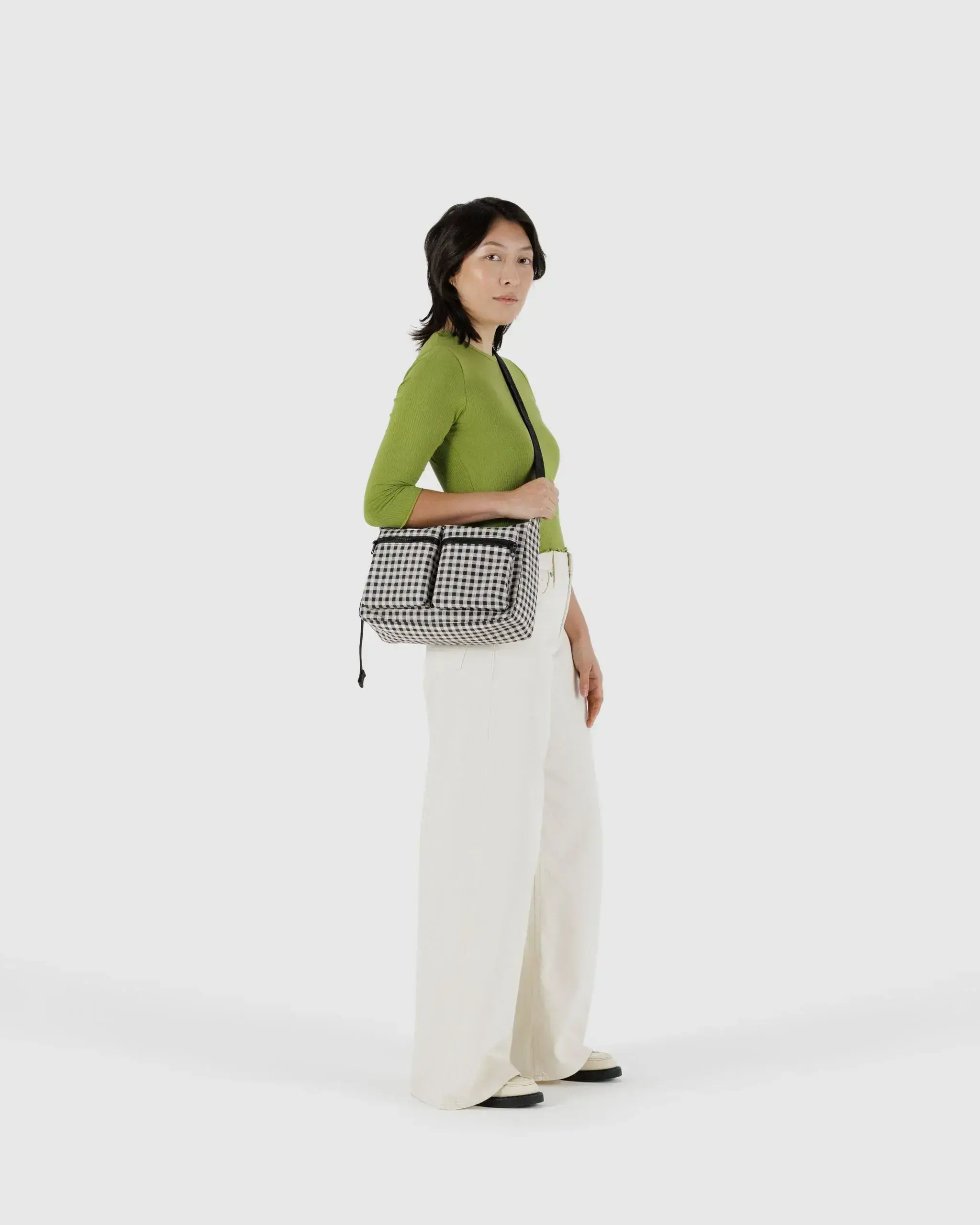 Medium Cargo Crossbody Black & White Gingham - Image 2