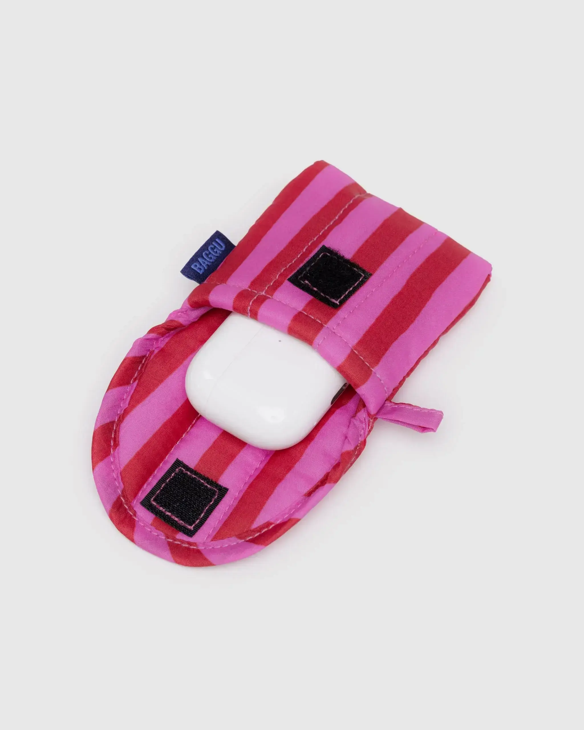 Puffy Earbuds Case Pink & Red Painted Stripe - Image 2