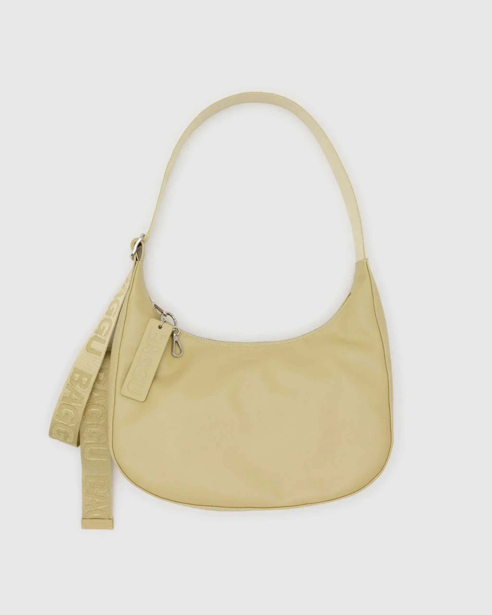 Medium Recycled Leather Crescent Bag Straw