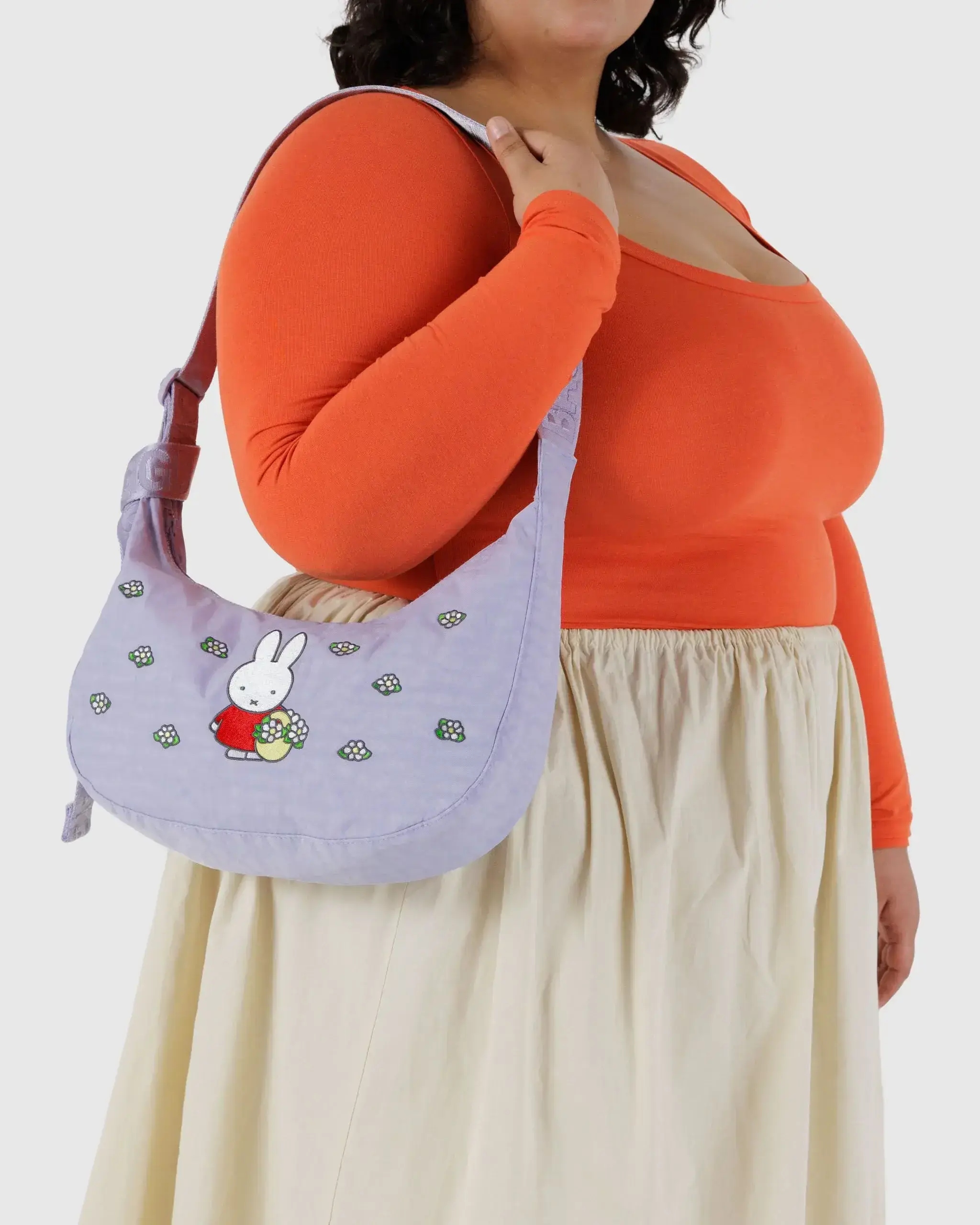 Medium Nylon Crescent Bag Embroidered Miffy - Image 3