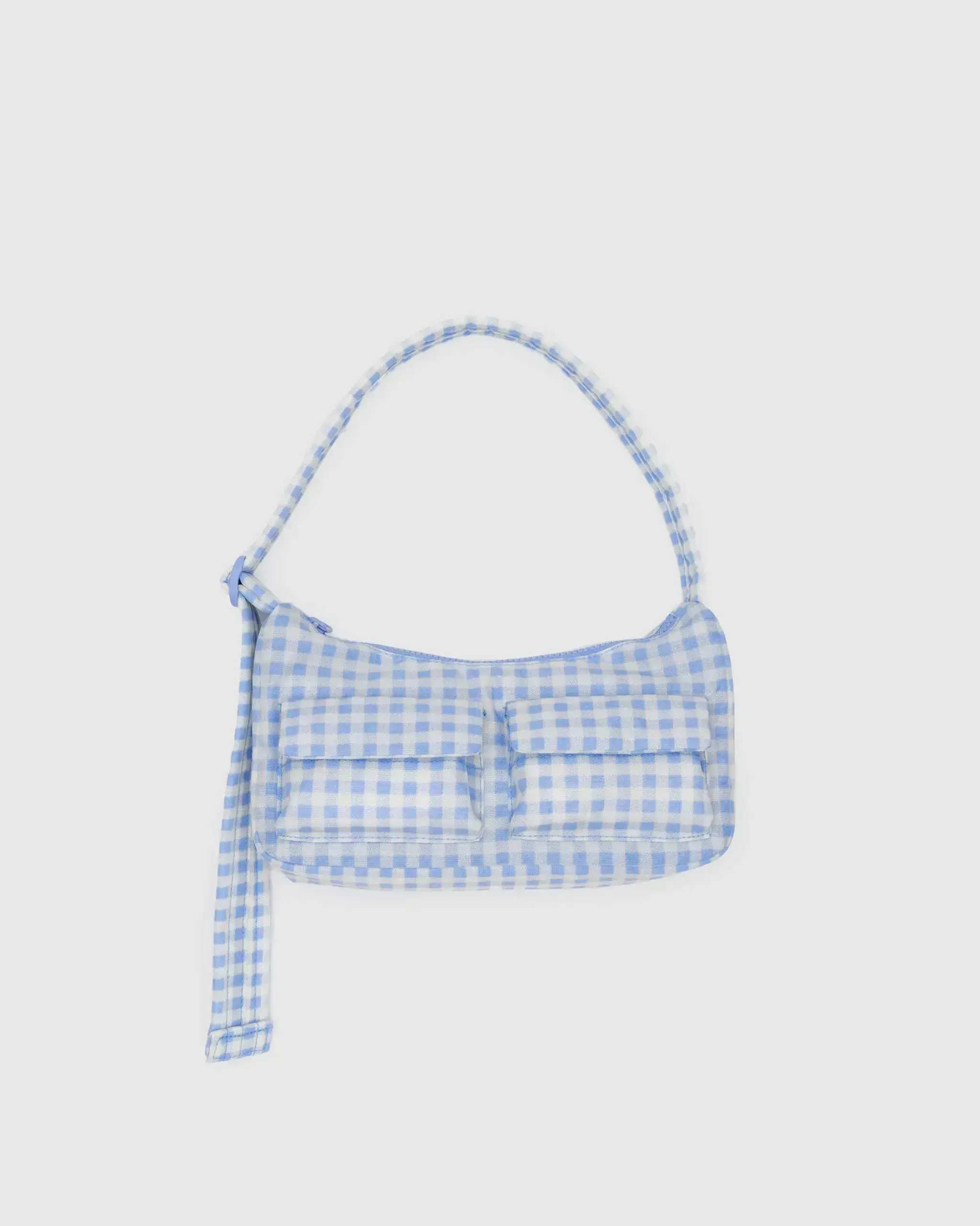 Cargo Shoulder Bag Light Blue Gingham