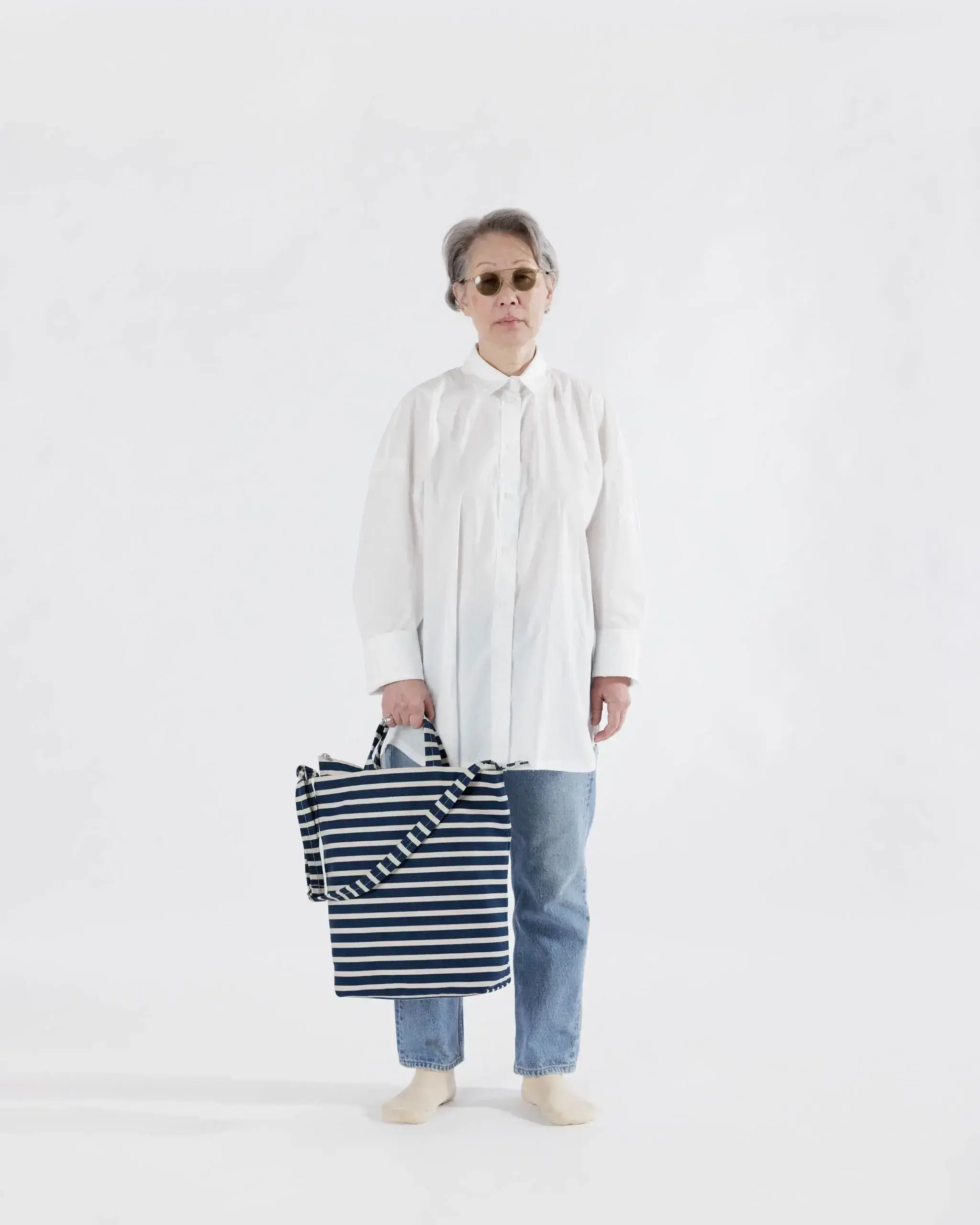 Zip Duck Bag Navy Stripe - Image 2