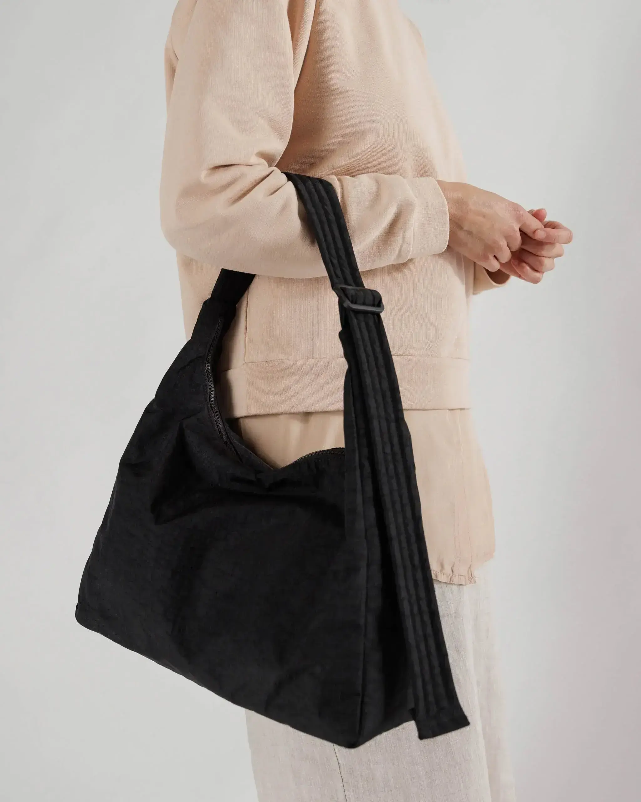 Nylon Shoulder Bag Black - Image 3