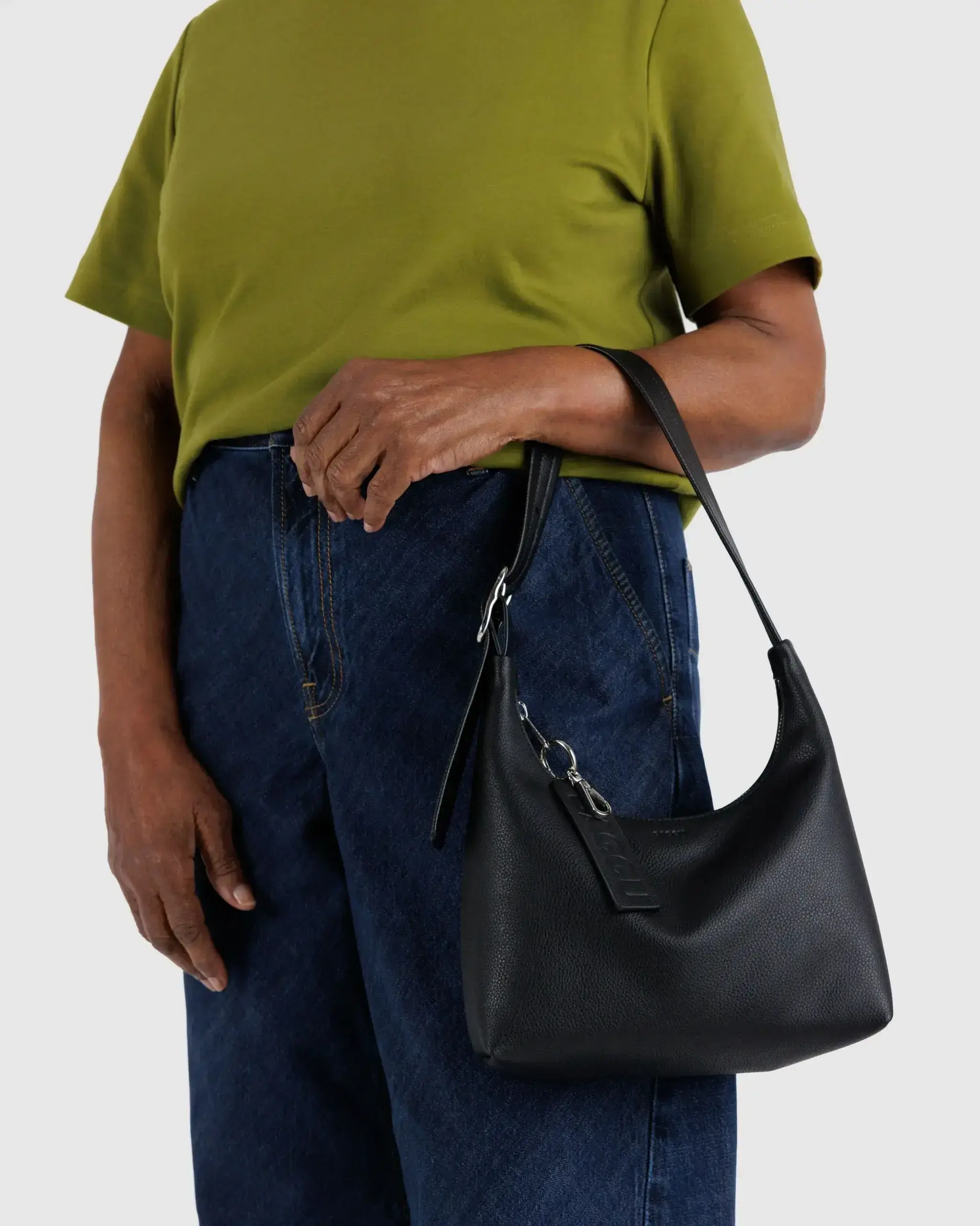 Mini Recycled Leather Shoulder Bag Black - Image 3