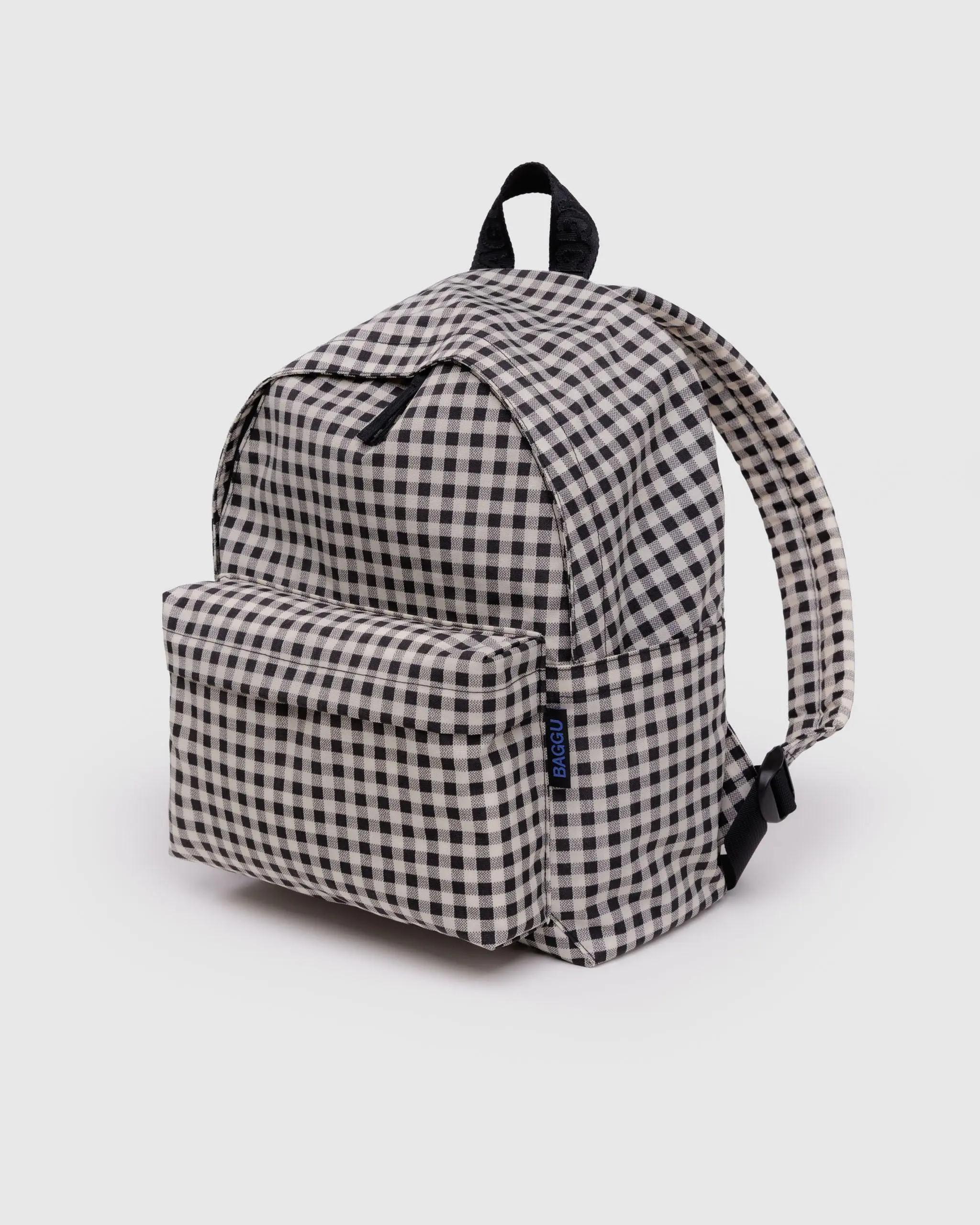 Medium Nylon Backpack Black & White Gingham