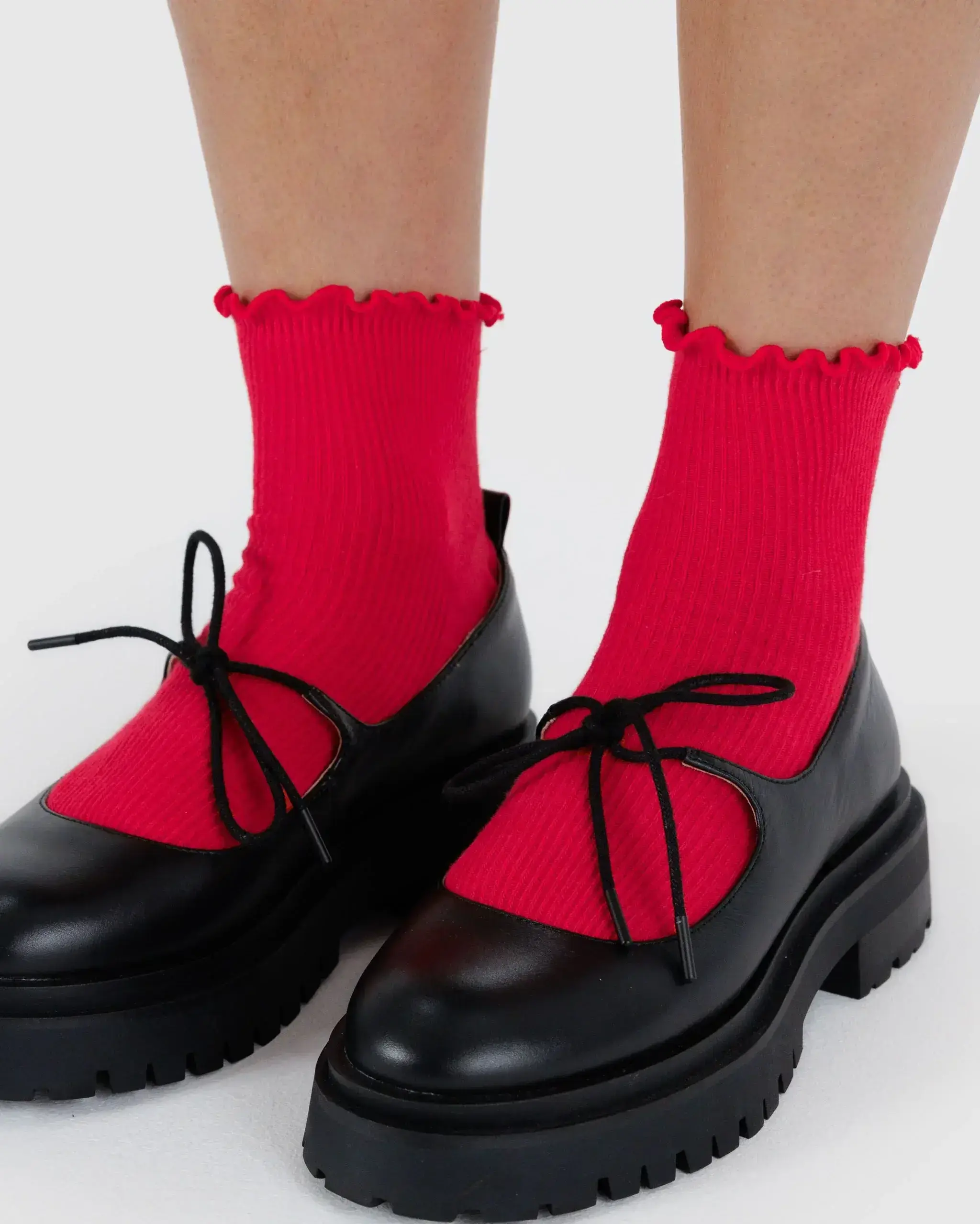 Lettuce Edge Sock Set of 2 Lavender & Red - Image 2