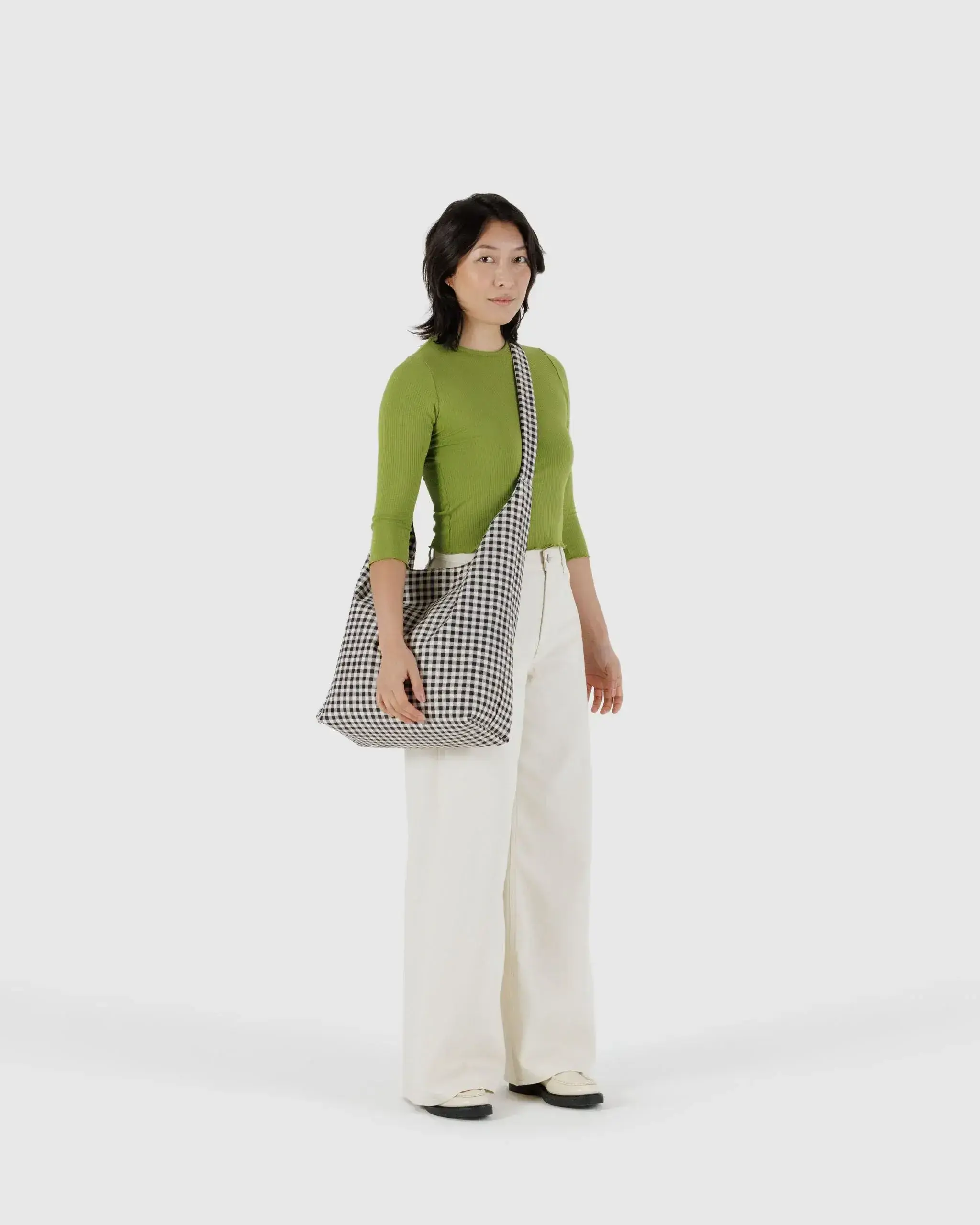 Large Nylon Sling Black & White Gingham - Image 2