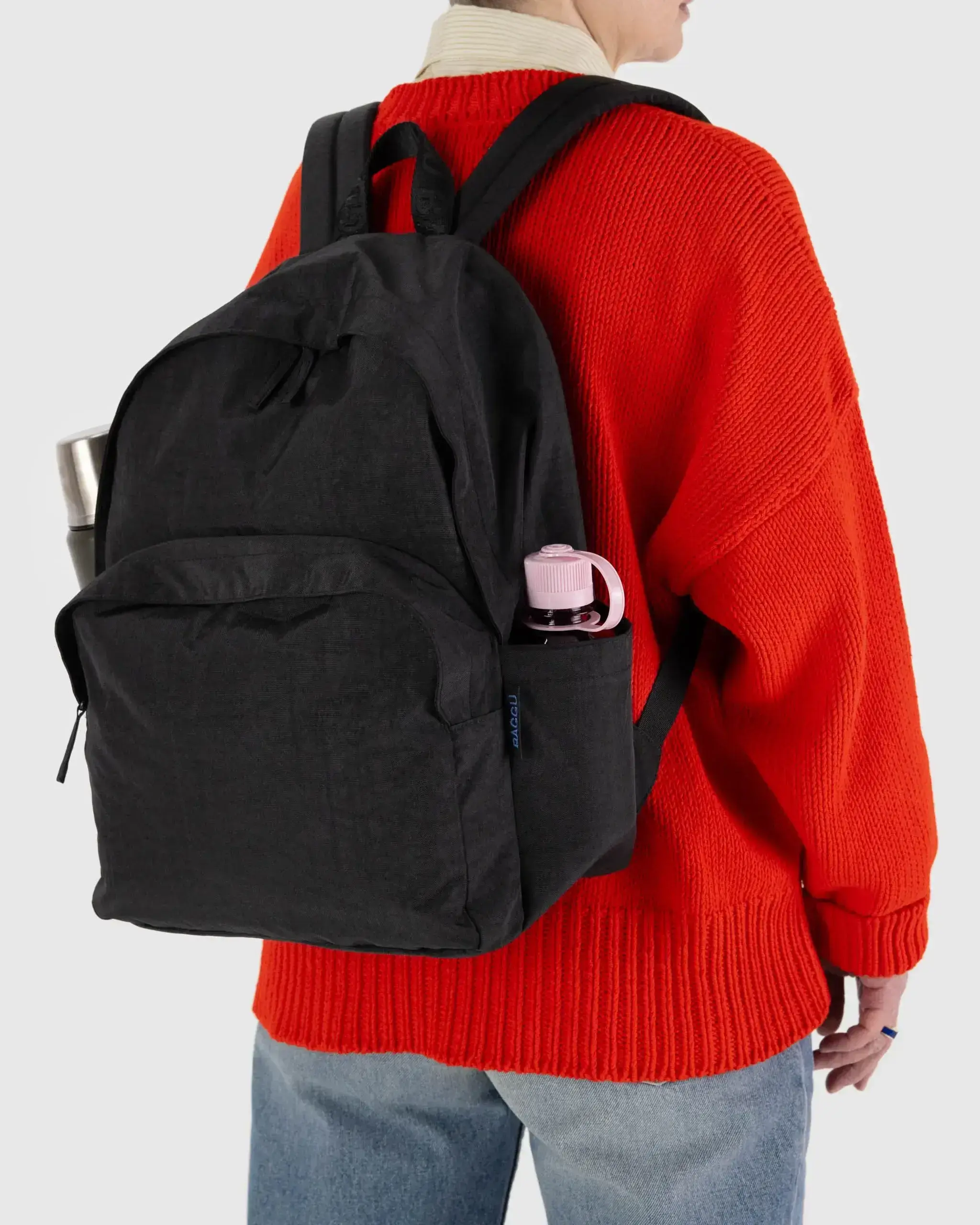 Large Nylon Backpack Black - Image 3
