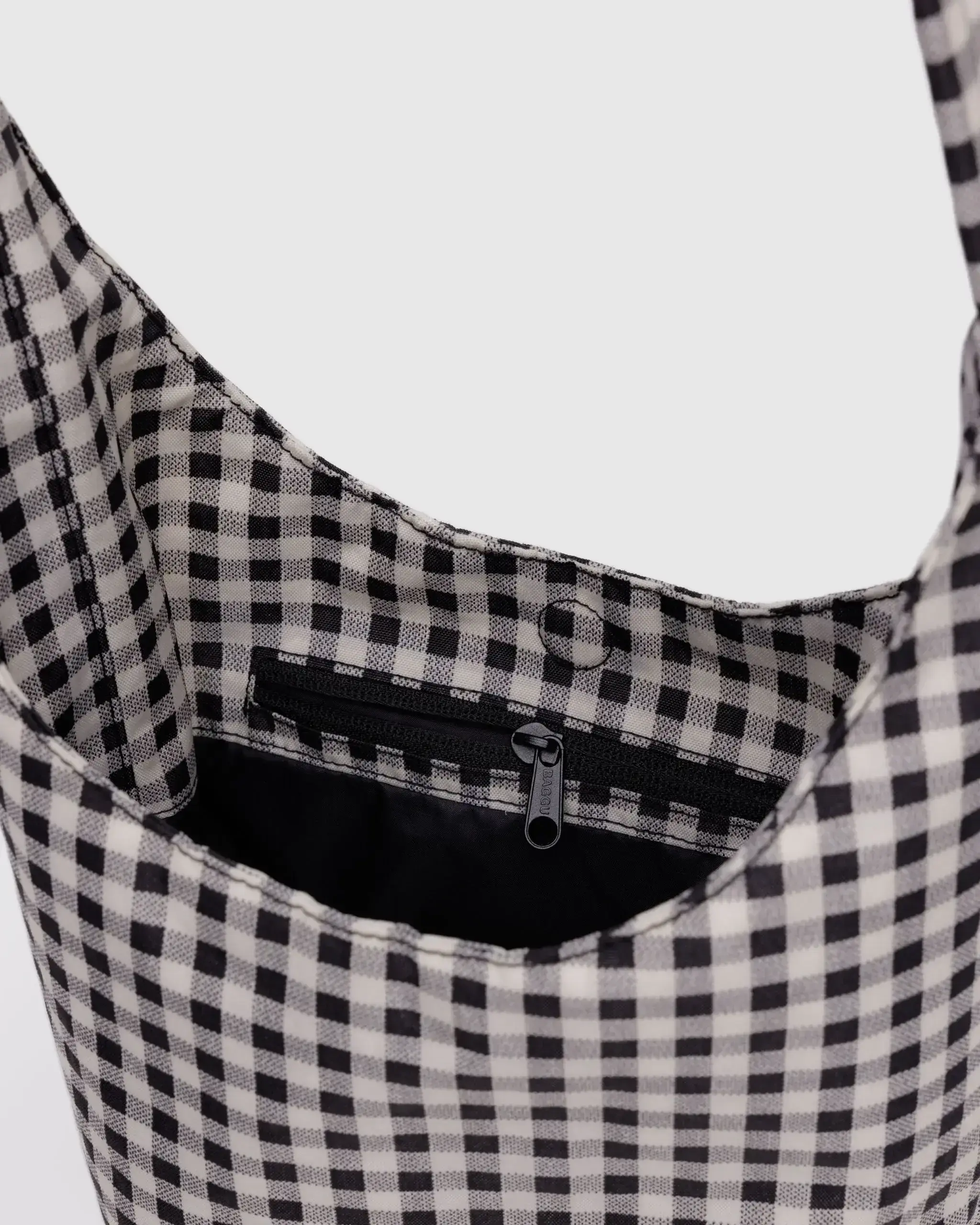 Small Nylon Sling Black & White Gingham - Image 4
