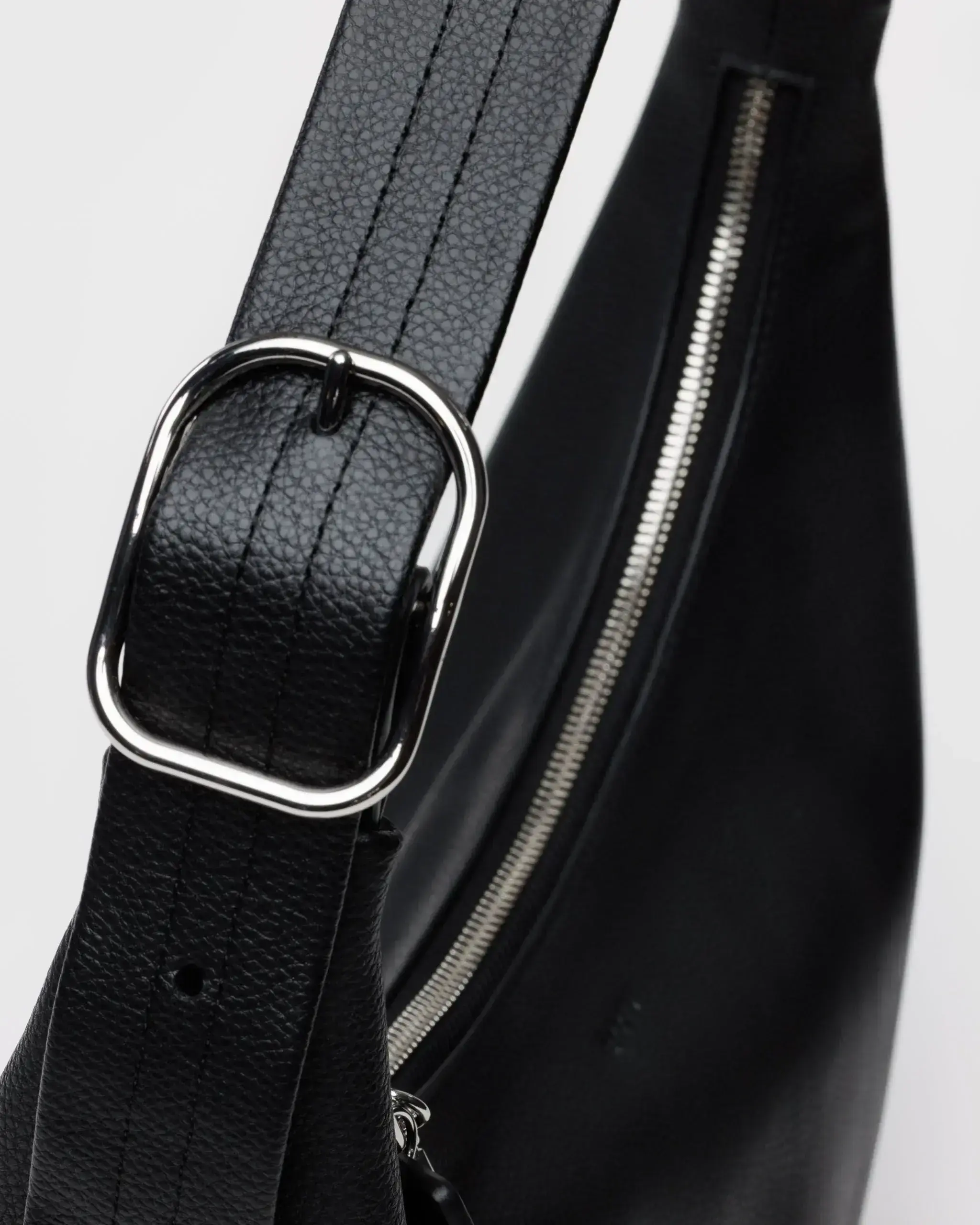 Recycled Leather Shoulder Bag Black - Image 5