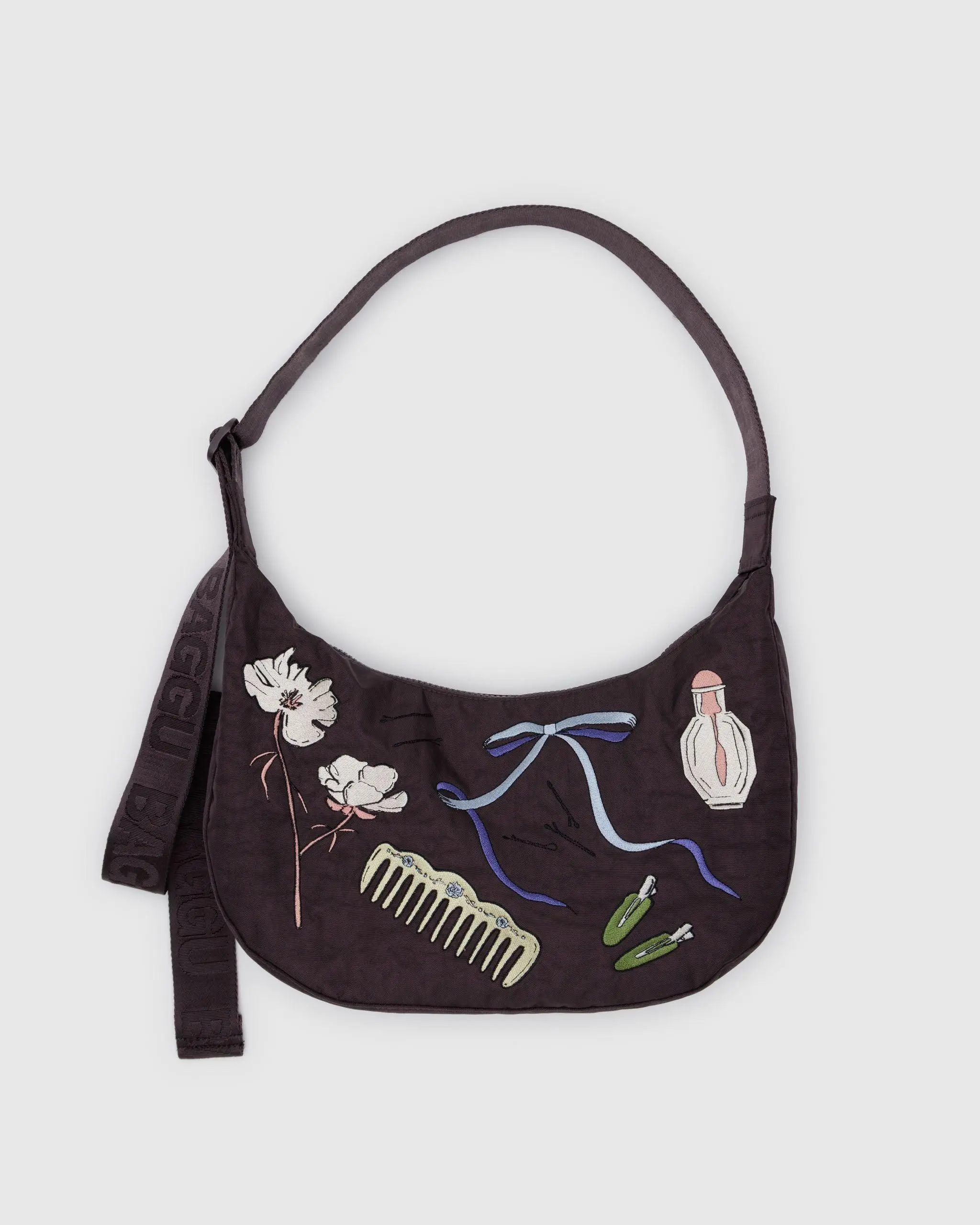 Medium Nylon Crescent Bag Embroidered Get Ready With Me