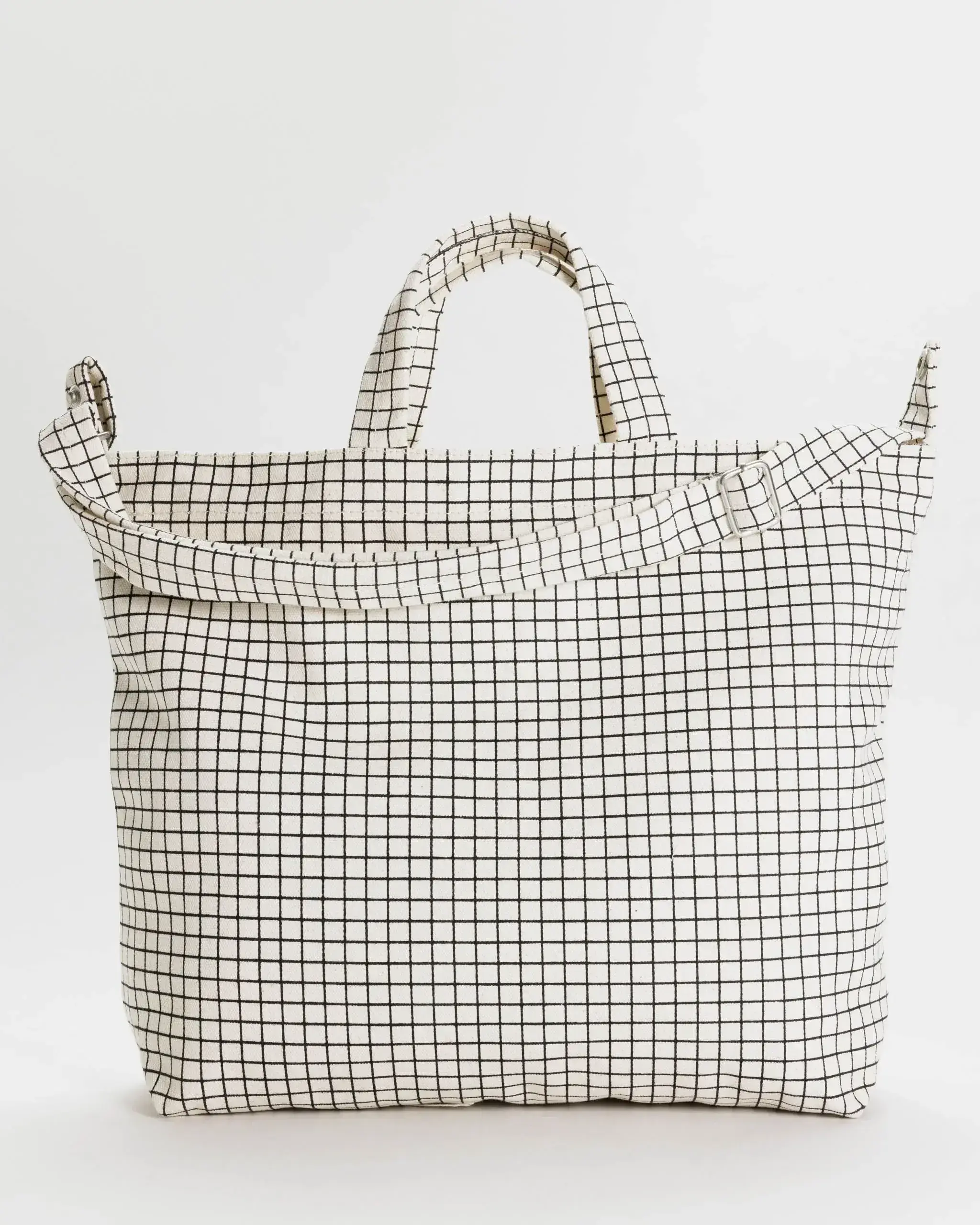 Horizontal Zip Duck Bag Natural Grid - Image 2