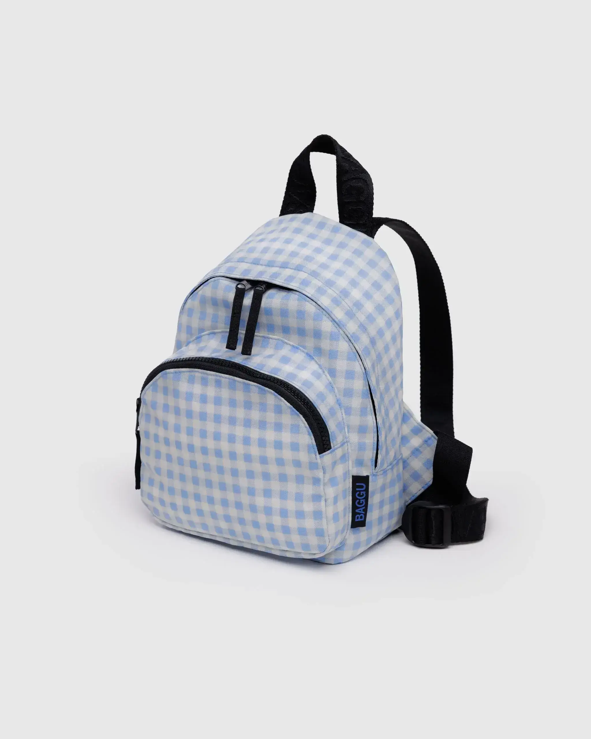 Mini Nylon Backpack Light Blue Gingham