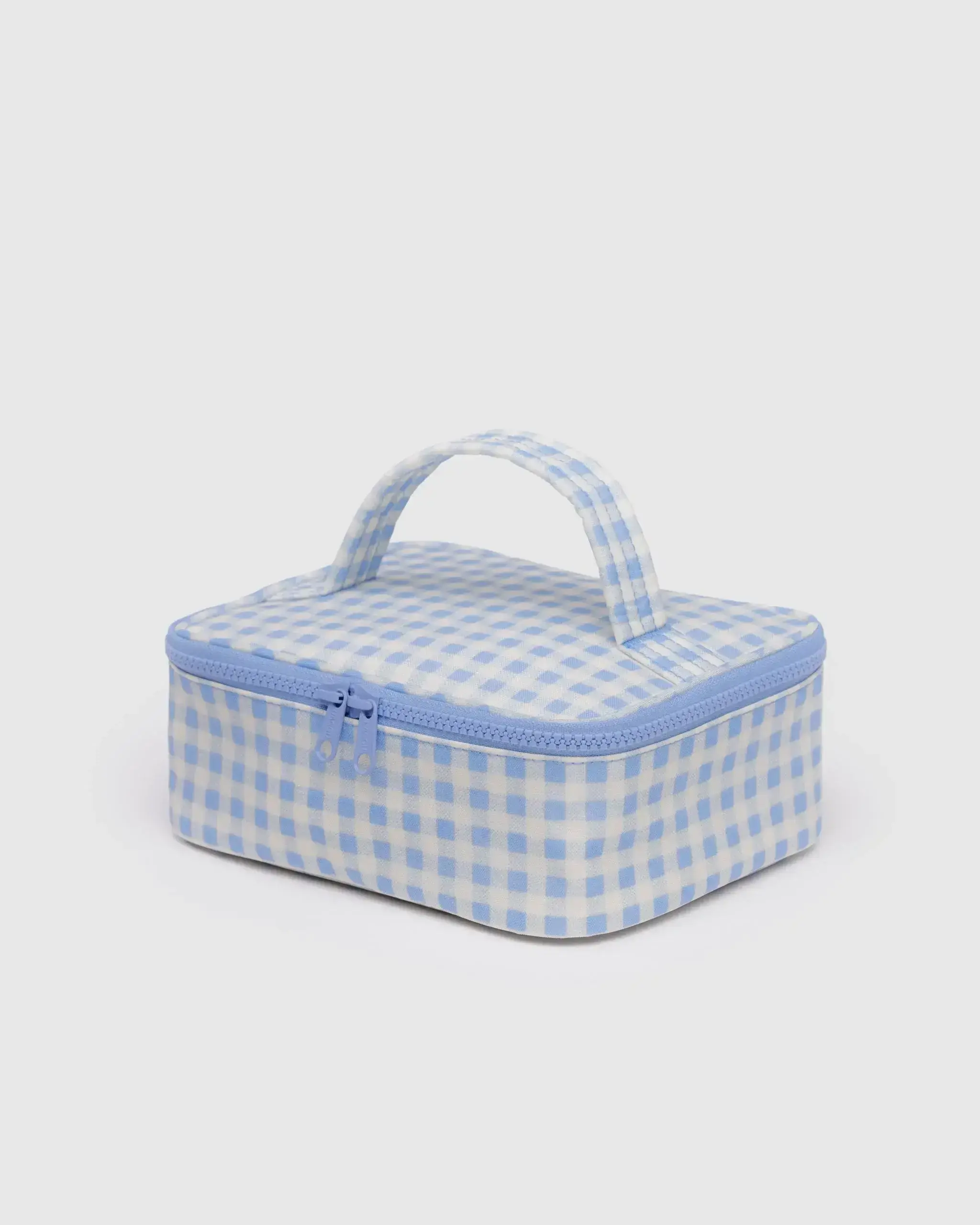 Small Cosmetic Case Light Blue Gingham