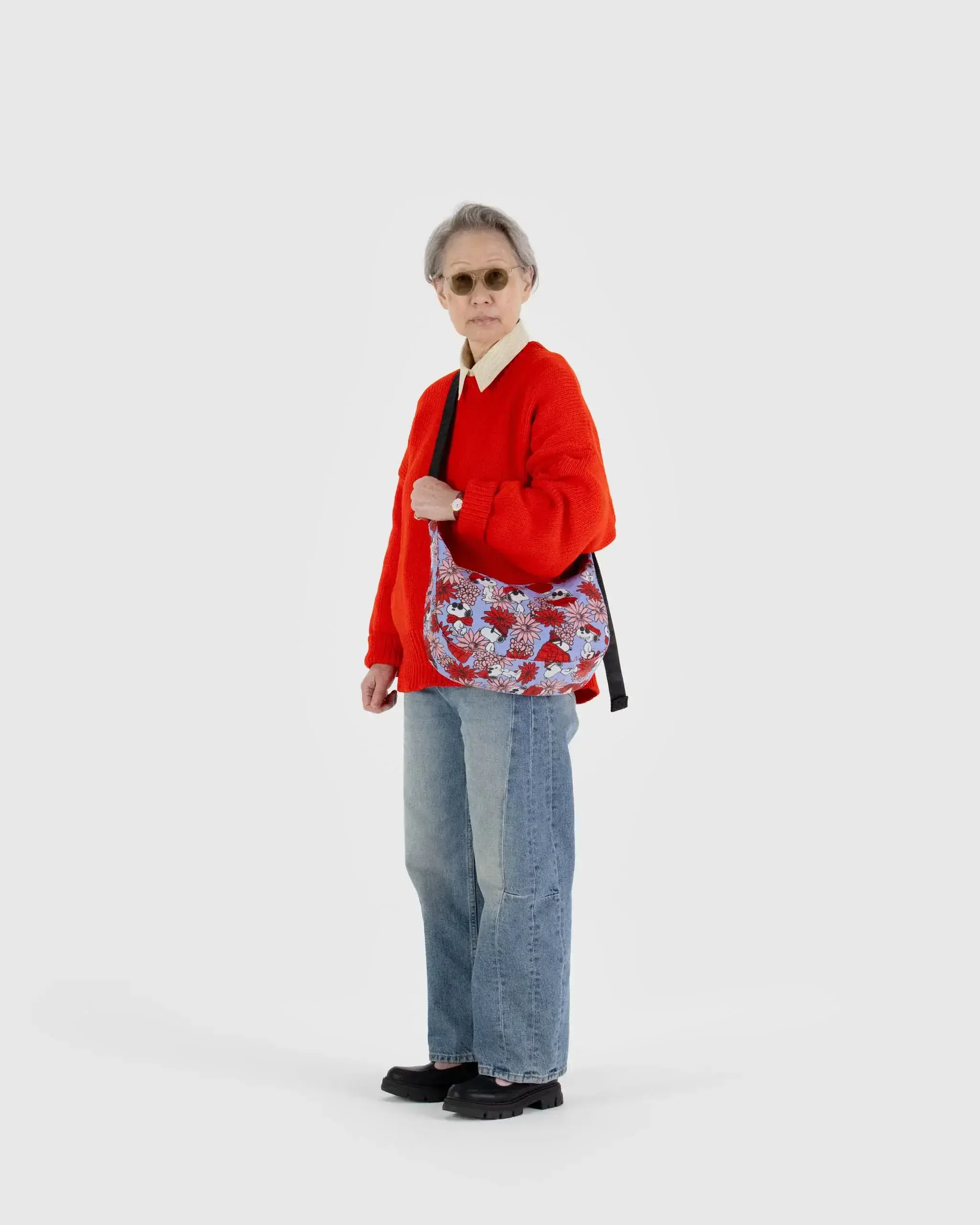 Medium Nylon Crescent Bag Floral Snoopy - Image 2