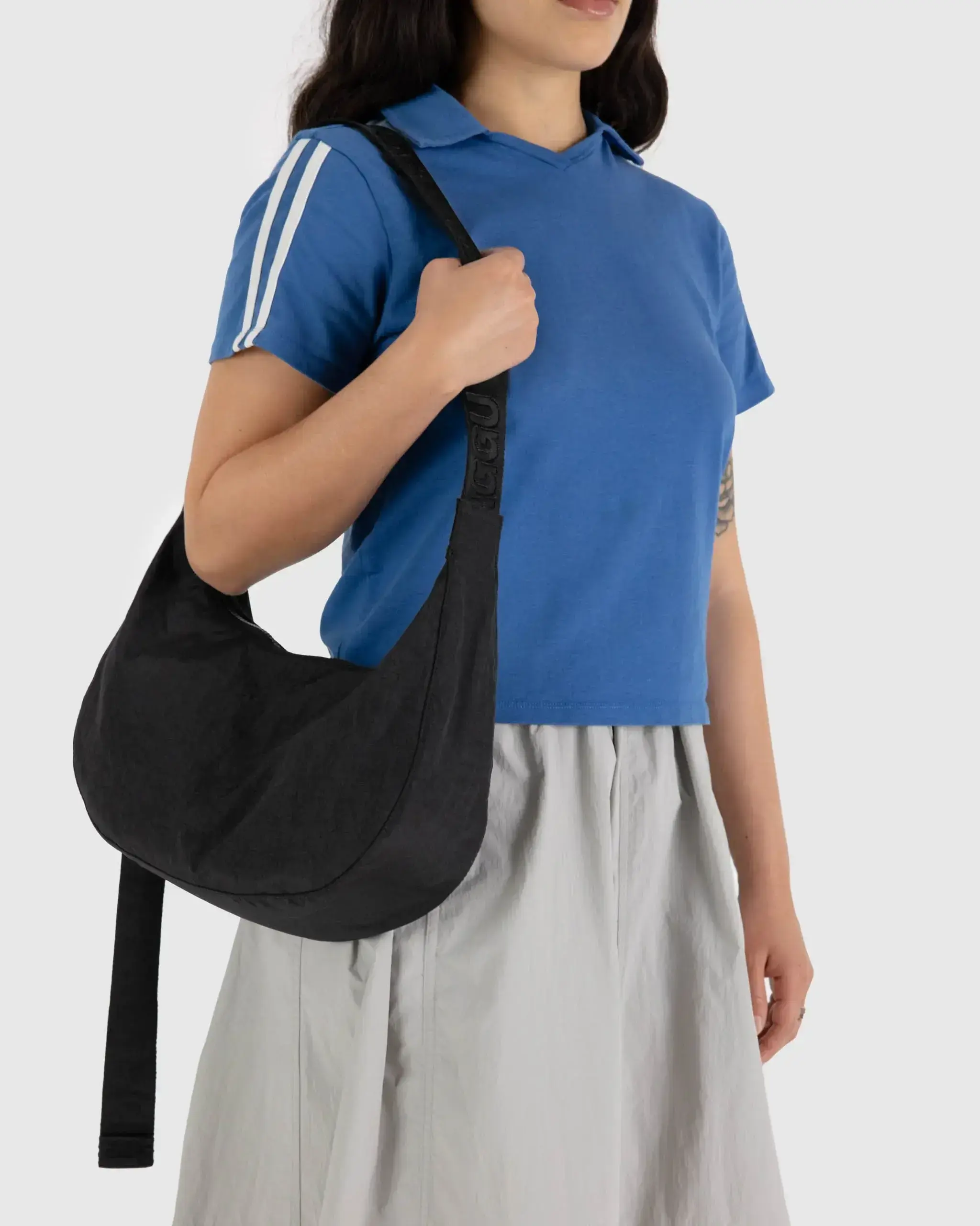 Medium Nylon Crescent Bag Black - Image 3
