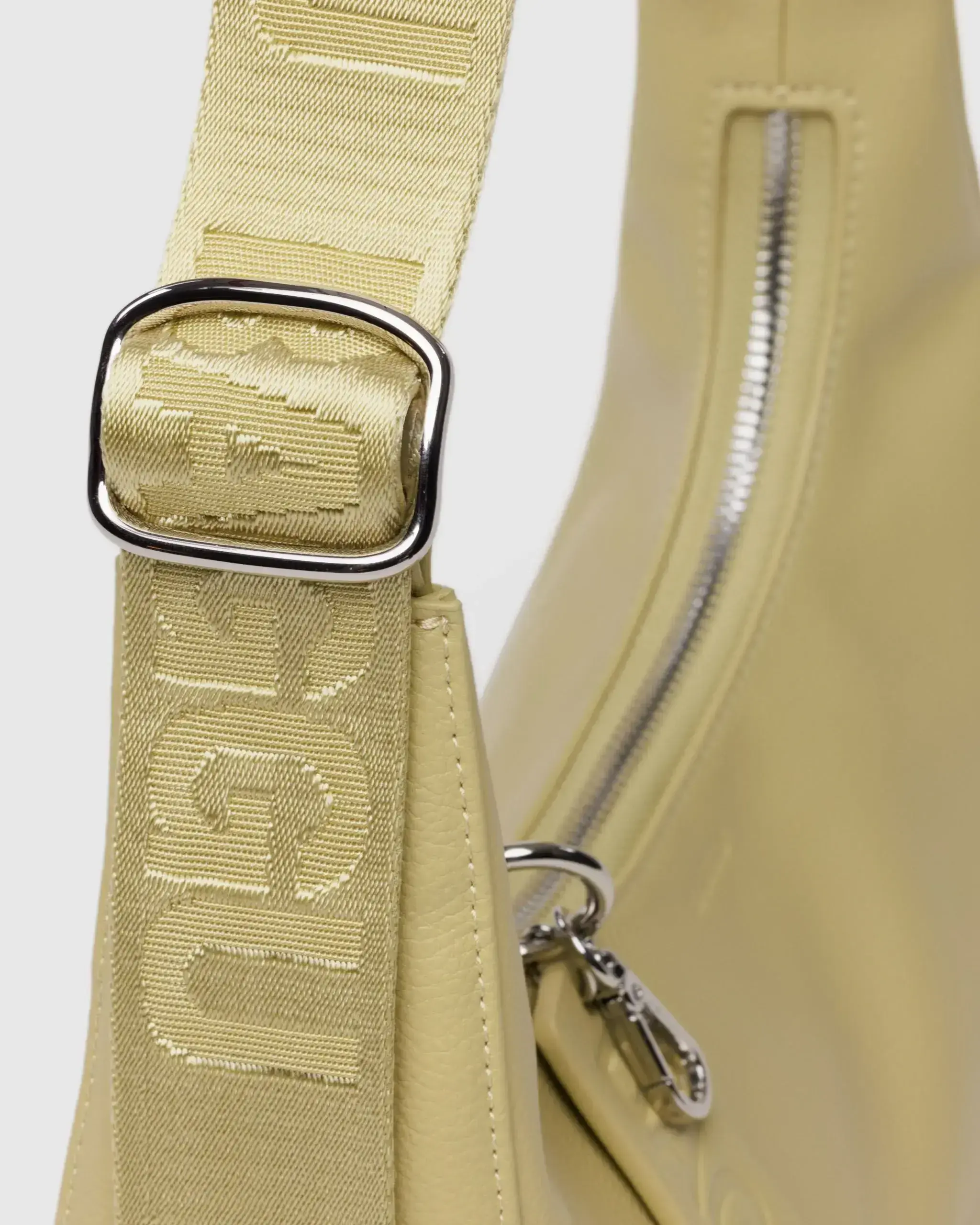 Small Recycled Leather Crescent Bag Straw - Image 5