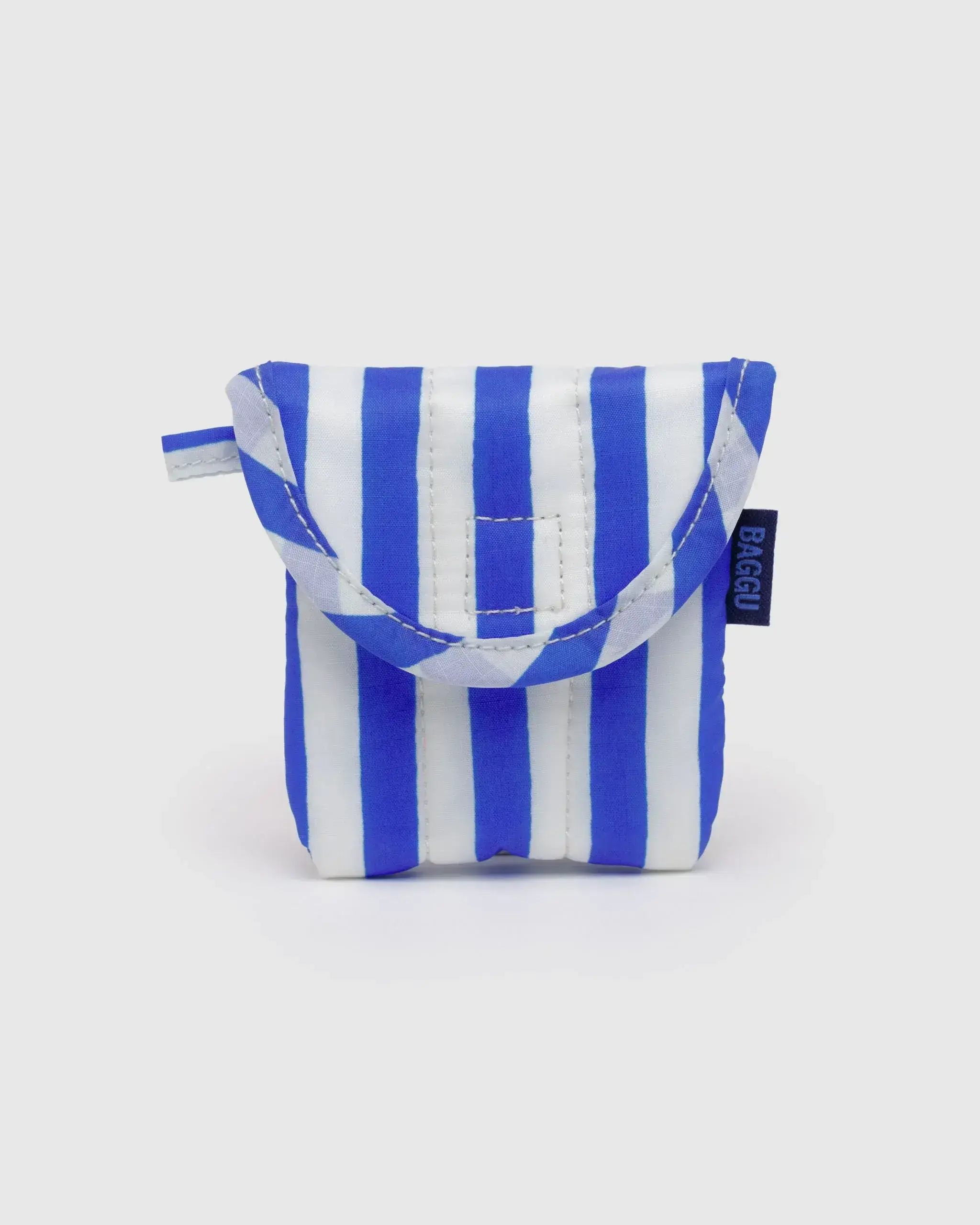 Puffy Earbuds Case Blue Painted Stripe